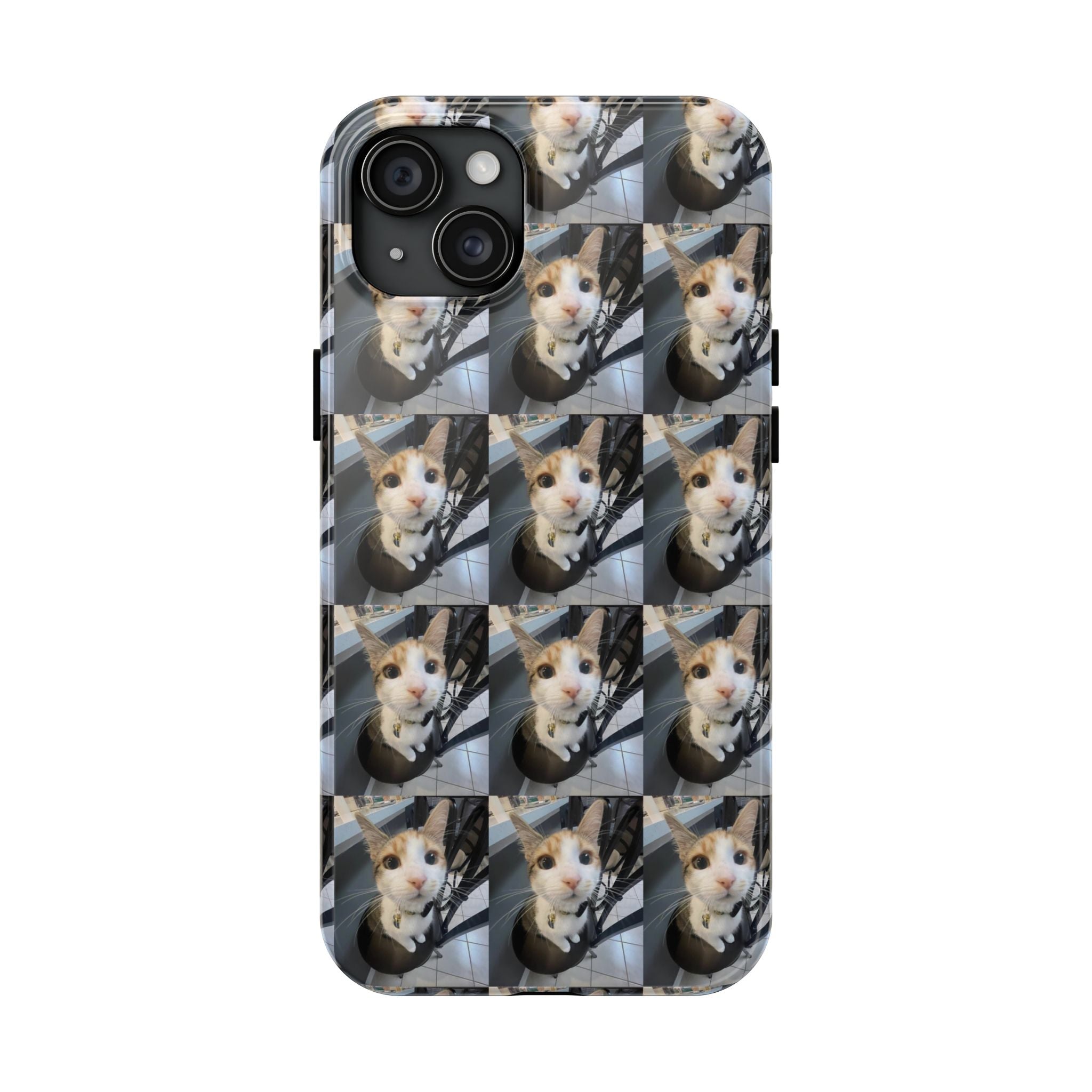 Custom Photo Cat Tough Phone Case — Personalized Grid Collage Protection
