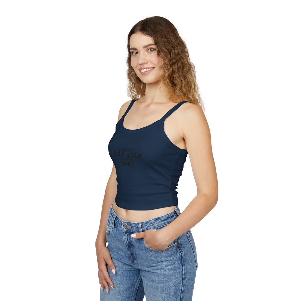 Custom Women's Spaghetti Strap Tank Top — Add Your Text Personalized Crop Top