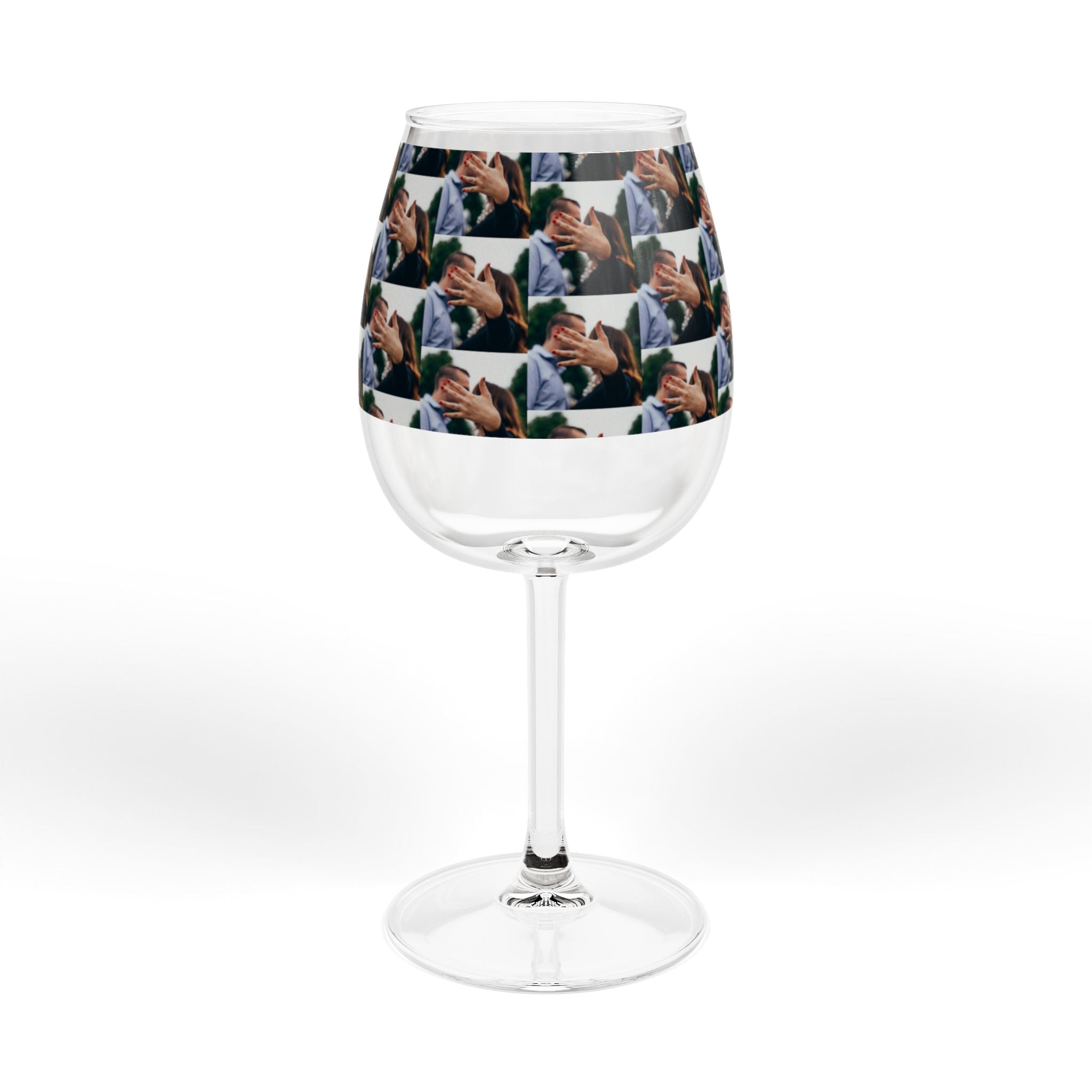 12oz Personalized Photo Wine Glass — Custom Face Collage Stemware