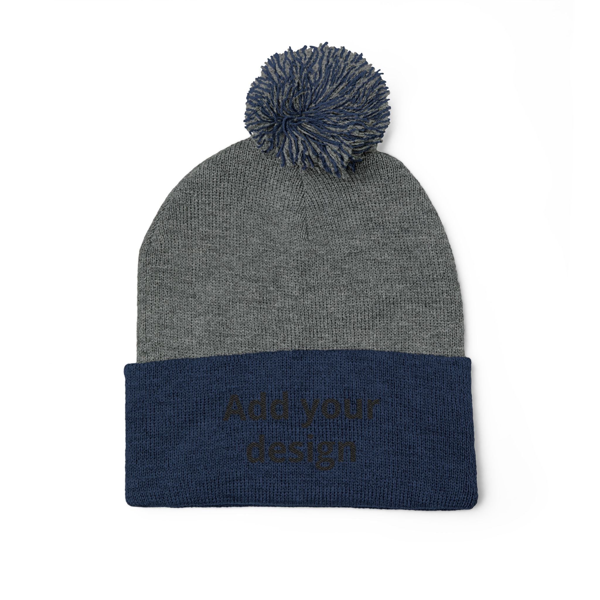 Embroidered Pom-Pom Knit Cap — Customizable Winter Beanie