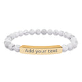 Engraved Natural Stone Stretch Bar Bracelet — Personalized Beaded Healing Jewelry — Birthday & Valentine's Day Gift for Him & Her