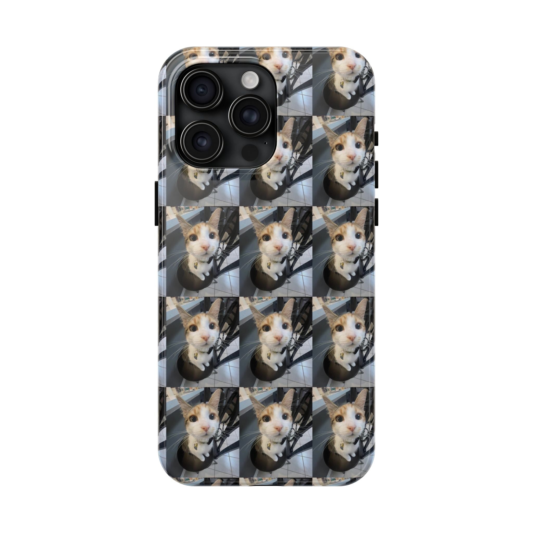 Custom Photo Cat Tough Phone Case — Personalized Grid Collage Protection
