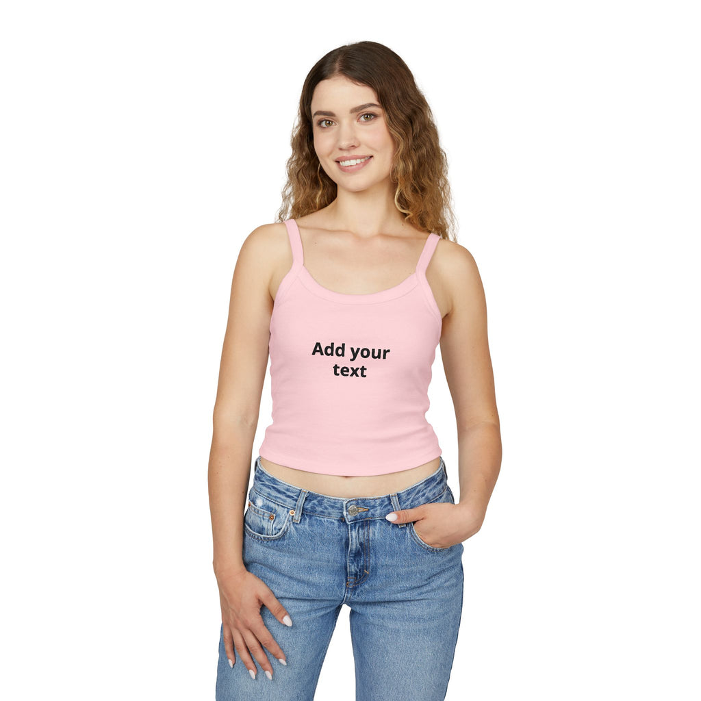 Custom Women's Spaghetti Strap Tank Top — Add Your Text Personalized Crop Top