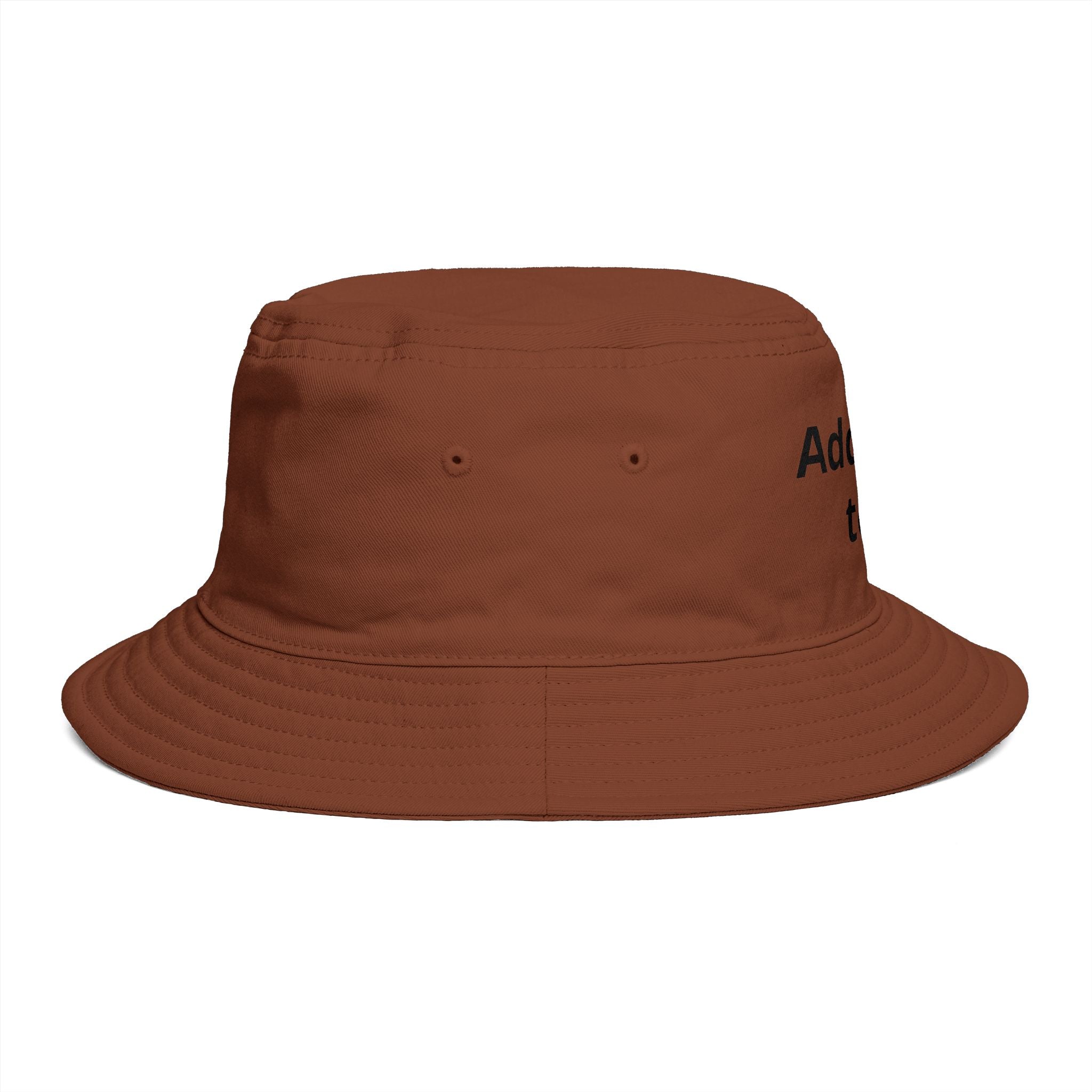 Custom Text Bucket Hat — Personalized Brown Sun Hat