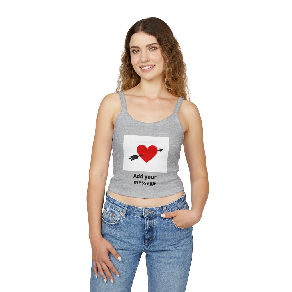 Heart Arrow Crop Tank — Personalized "Add your message" Valentine Top