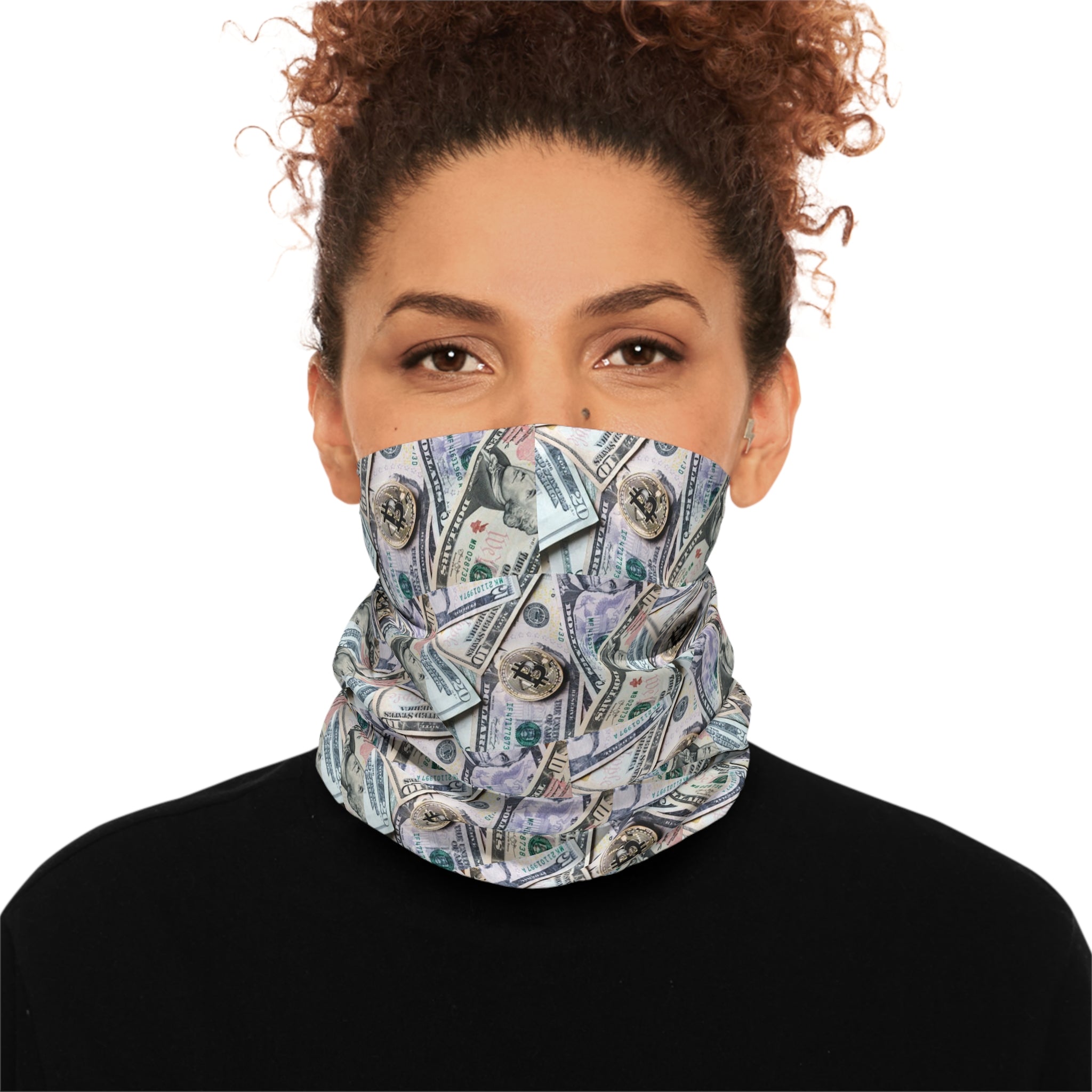 Money Pattern Neck Gaiter — Cash Print Face Covering