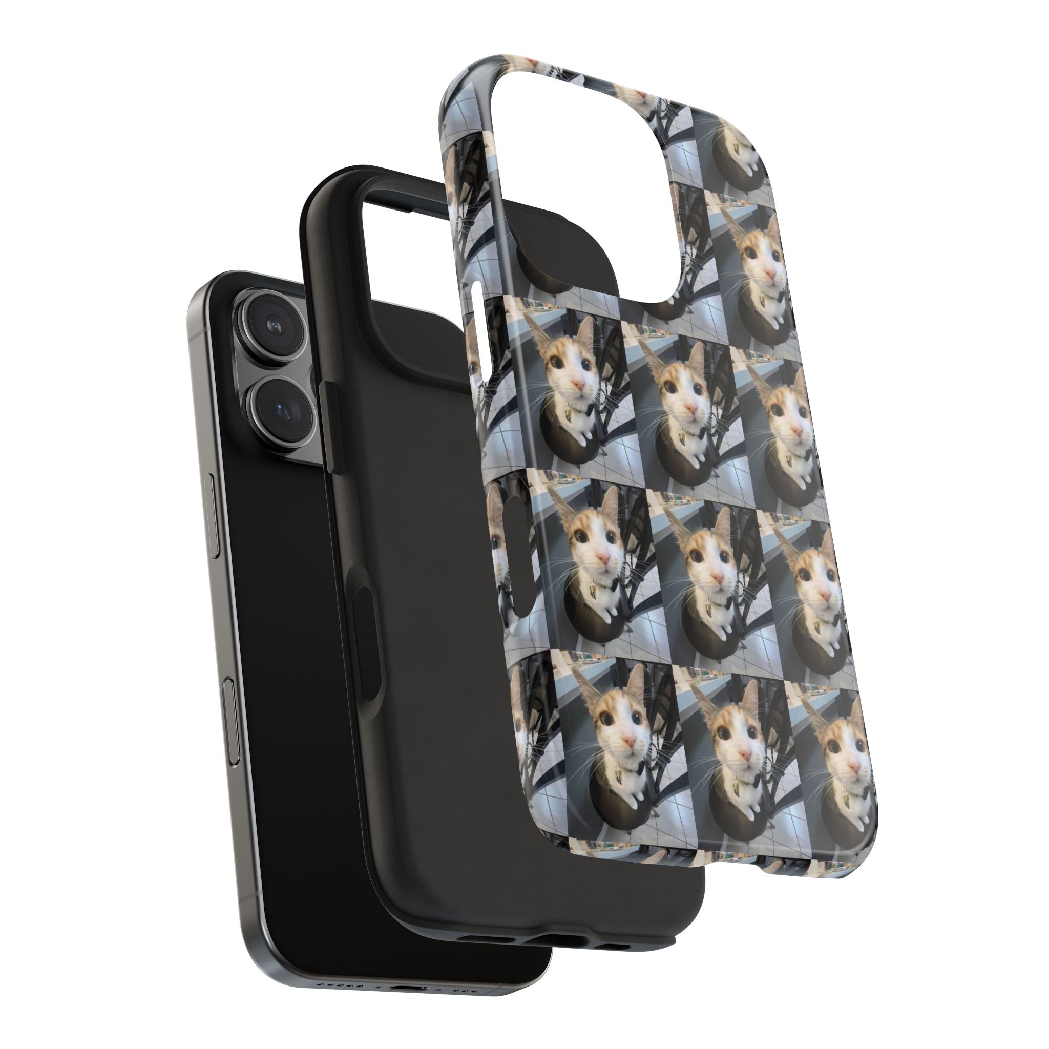 Custom Photo Cat Tough Phone Case — Personalized Grid Collage Protection
