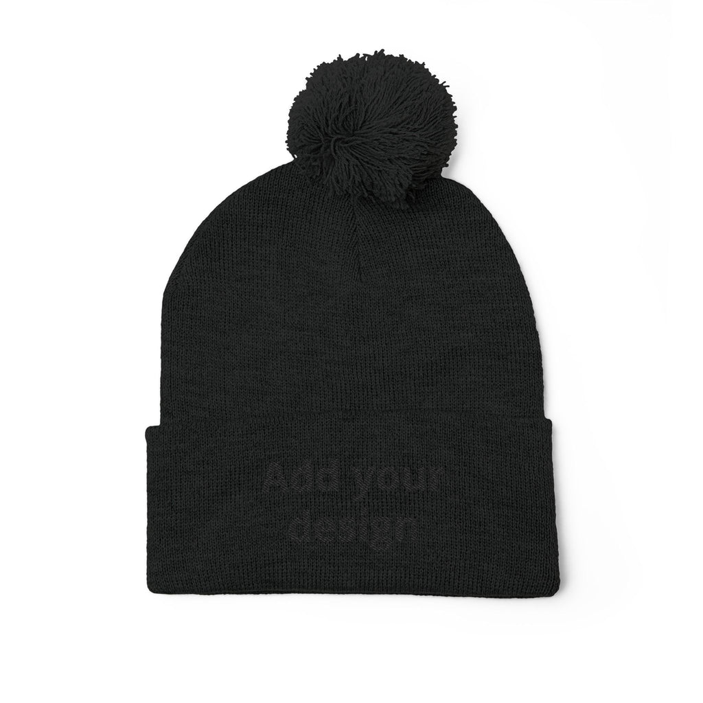 Embroidered Pom-Pom Knit Cap — Customizable Winter Beanie