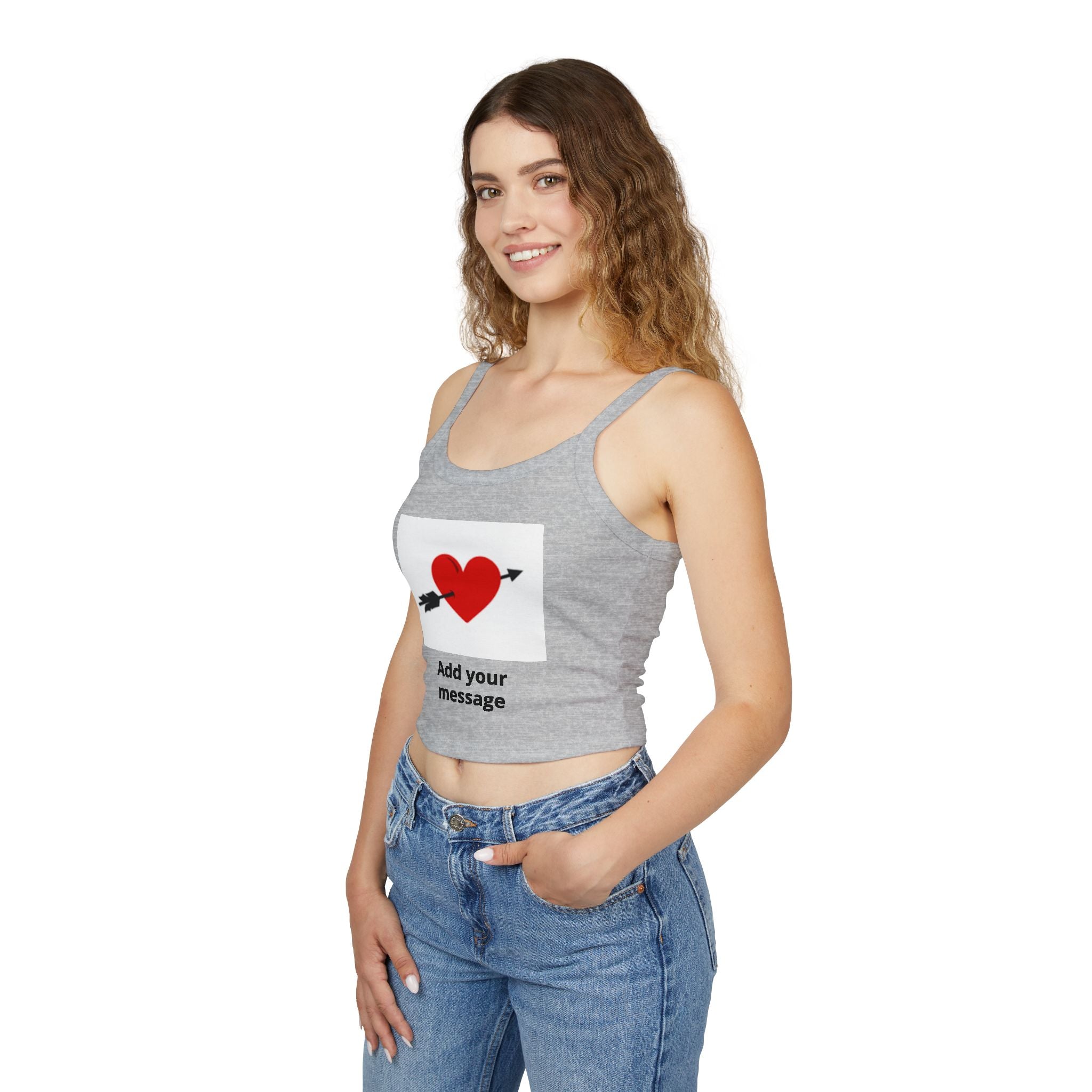 Heart Arrow Crop Tank — Personalized "Add your message" Valentine Top