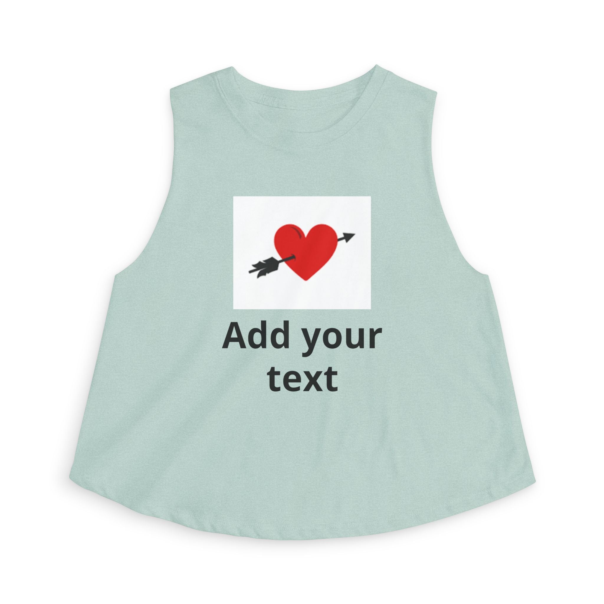 Custom Heart Arrow Crop Top — Add Your Text Personalizable Women's Tank — Valentine's Day & Fundraiser Event Gift for Her