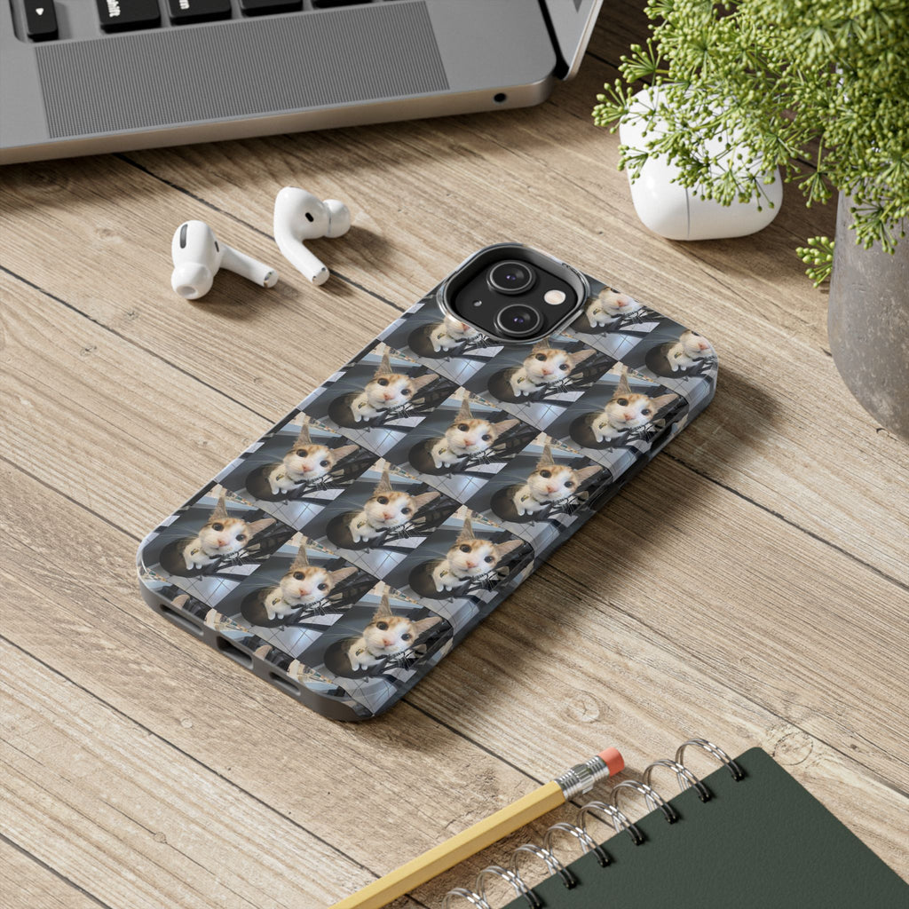 Custom Photo Cat Tough Phone Case — Personalized Grid Collage Protection