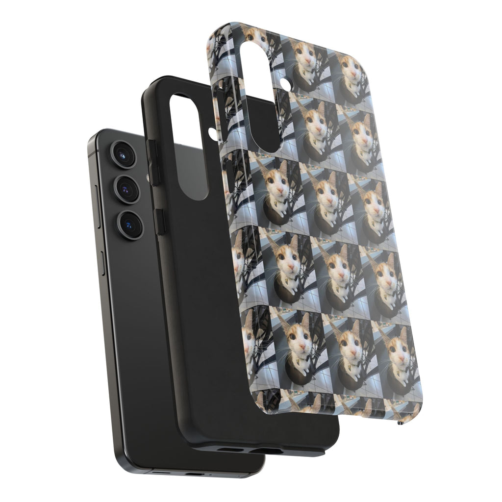 Custom Photo Cat Tough Phone Case — Personalized Grid Collage Protection