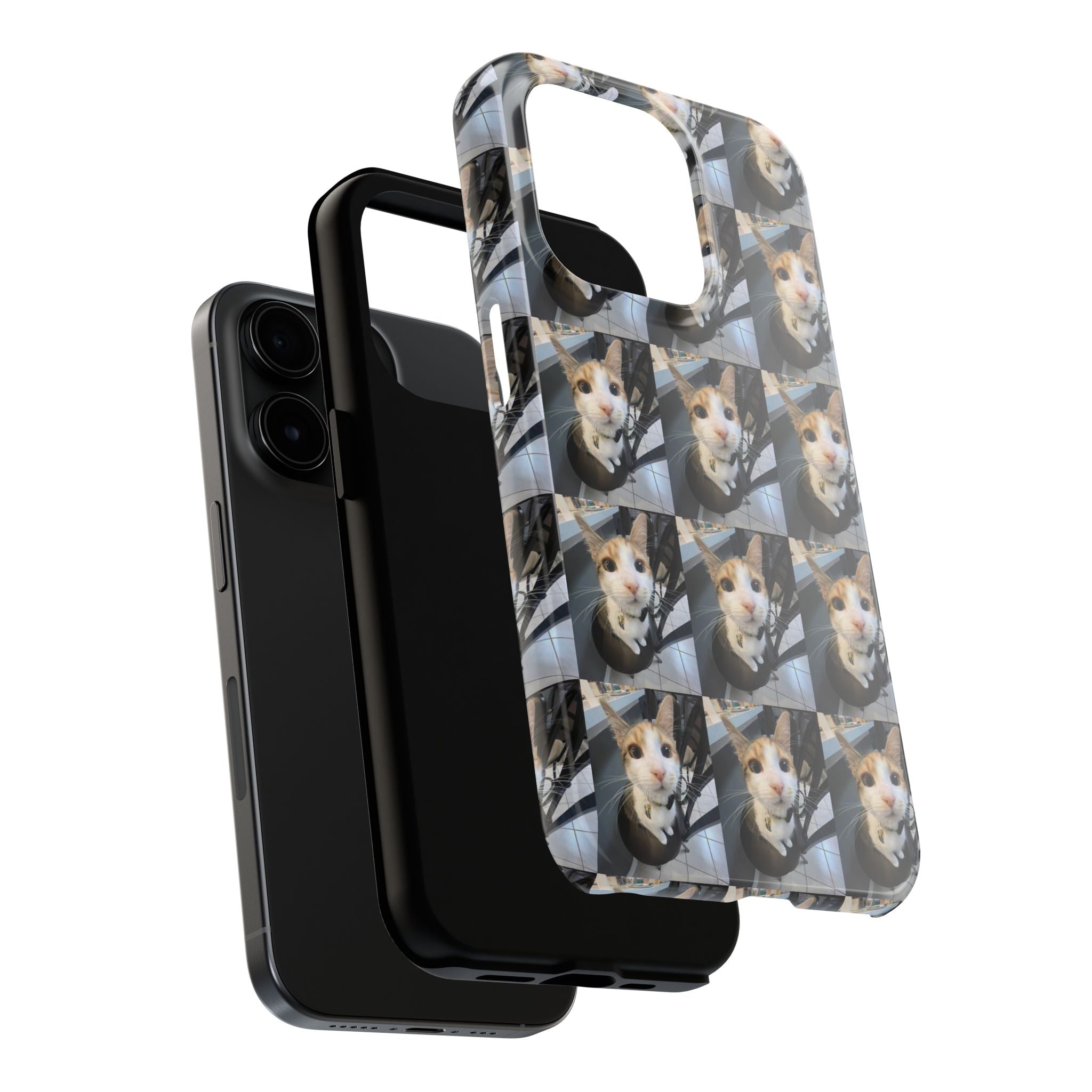 Custom Photo Cat Tough Phone Case — Personalized Grid Collage Protection