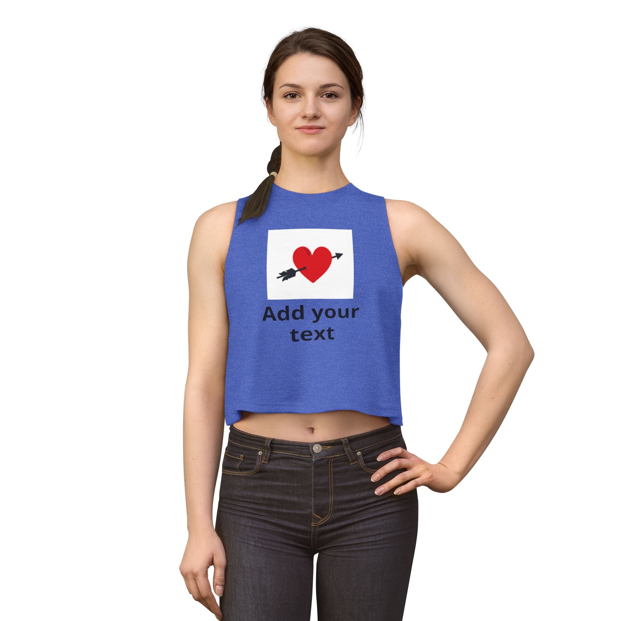 Custom Heart Arrow Crop Top — Add Your Text Personalizable Women's Tank — Valentine's Day & Fundraiser Event Gift for Her