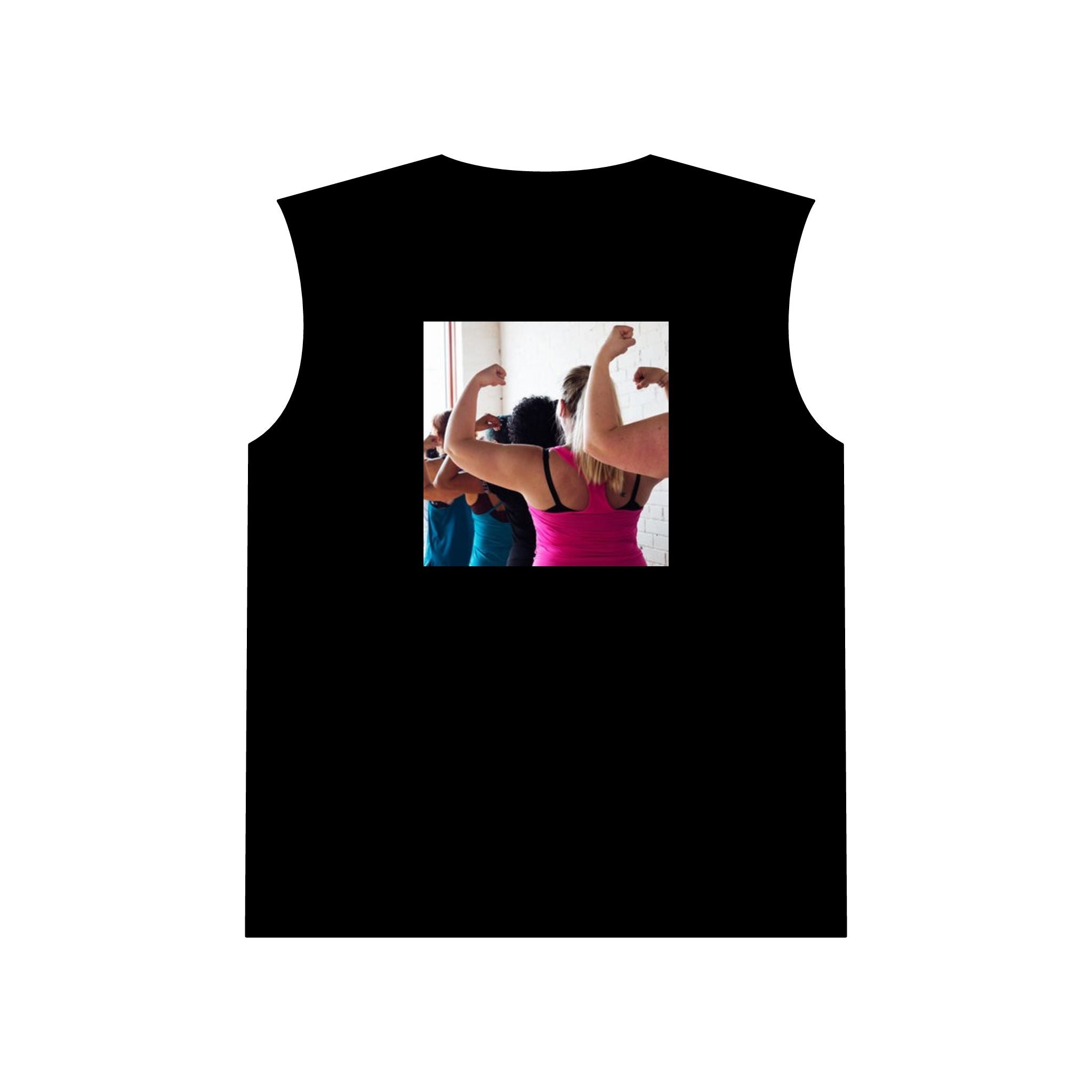 Custom Muscle Tank Top — Personalized Front Text & Back Photo Print