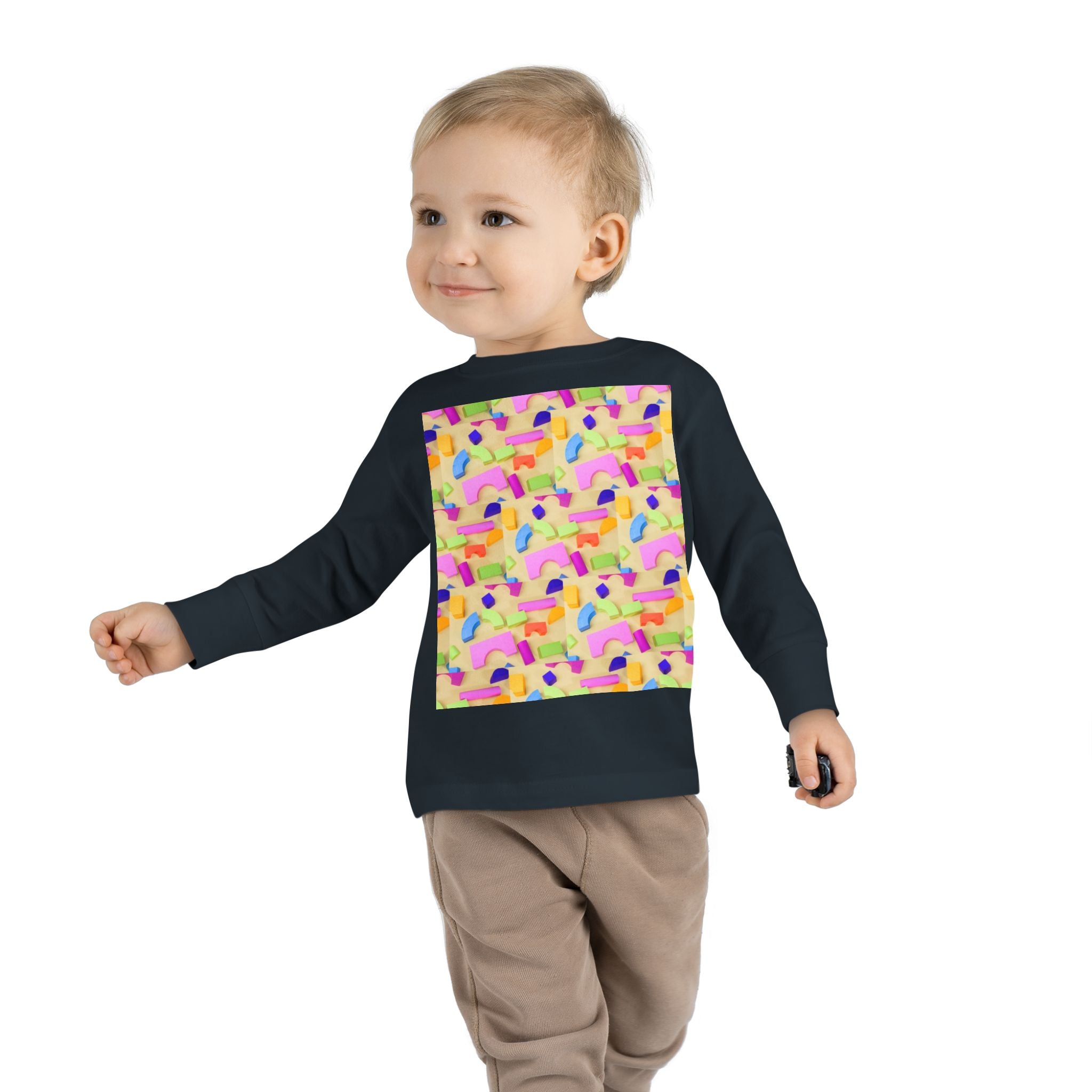 Toddler Long Sleeve Tee — Colorful Rainbow Confetti Pattern