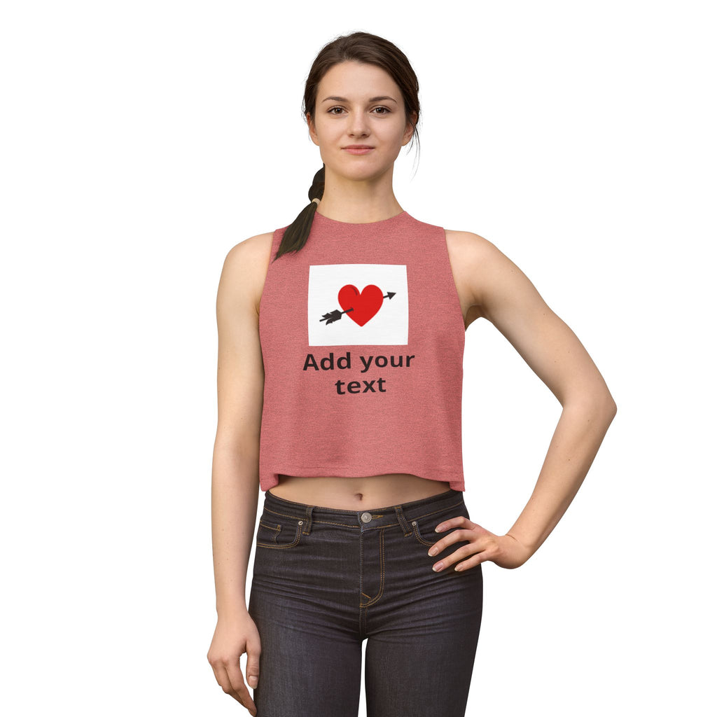 Custom Heart Arrow Crop Top — Add Your Text Personalizable Women's Tank — Valentine's Day & Fundraiser Event Gift for Her