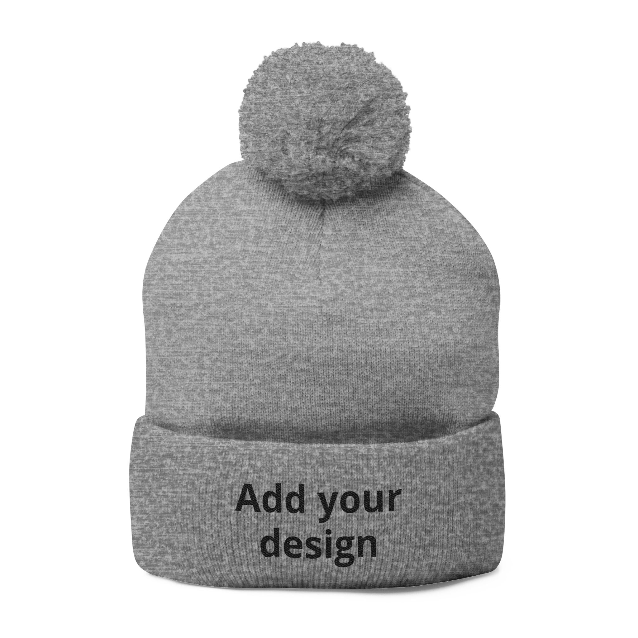 Embroidered Pom-Pom Knit Cap — Customizable Winter Beanie