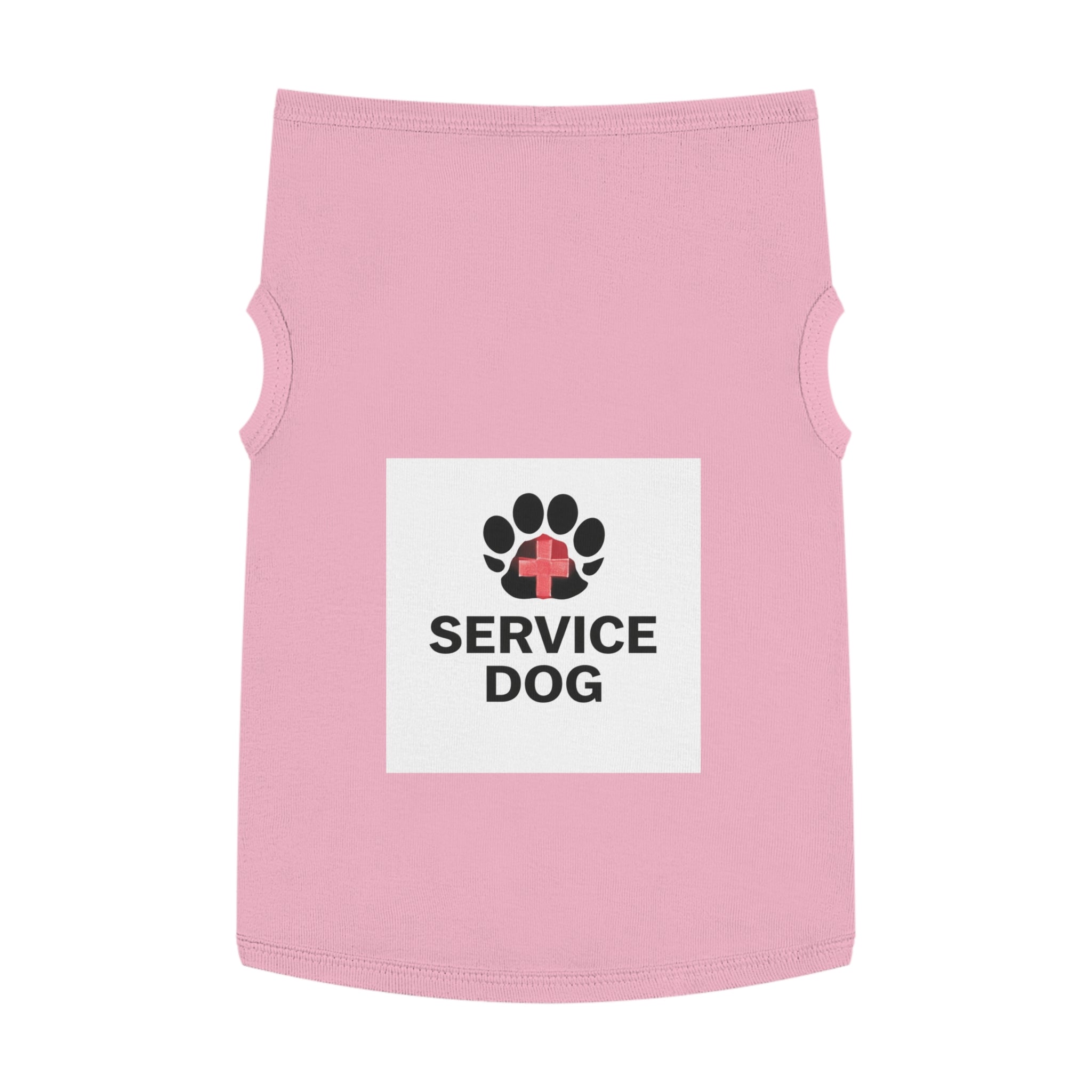 Service Dog Pet Tank Top — Black Paw Print with Red Cross Identification