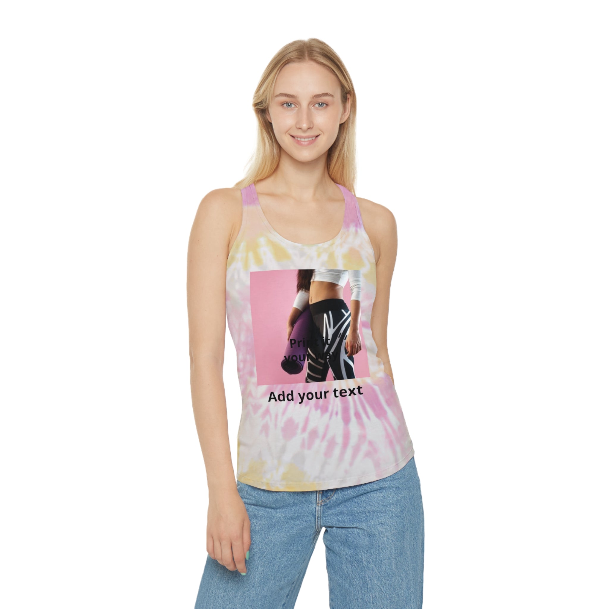 Tie Dye Racerback Tank Top — Custom Photo & Text Athletic Tank