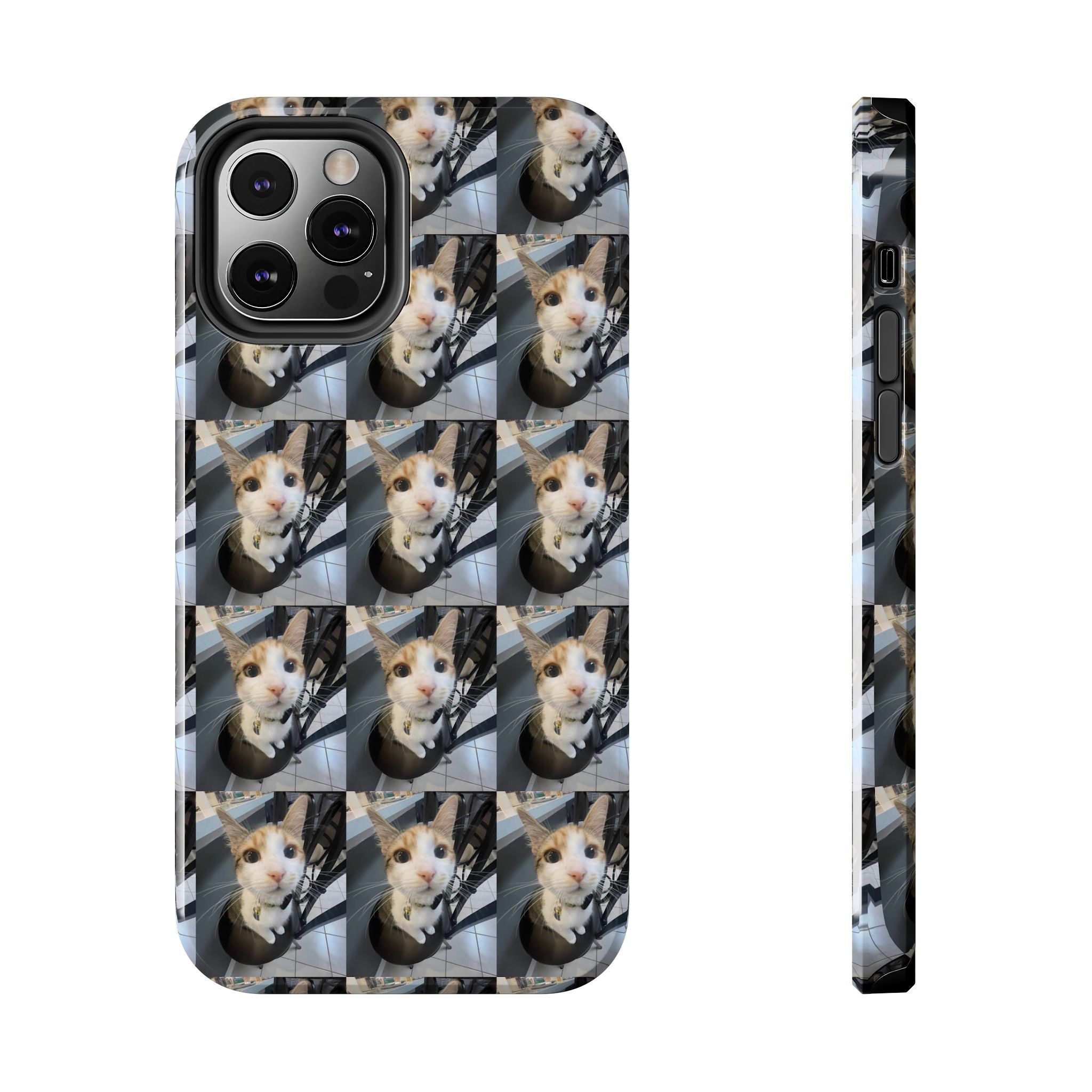 Custom Photo Cat Tough Phone Case — Personalized Grid Collage Protection