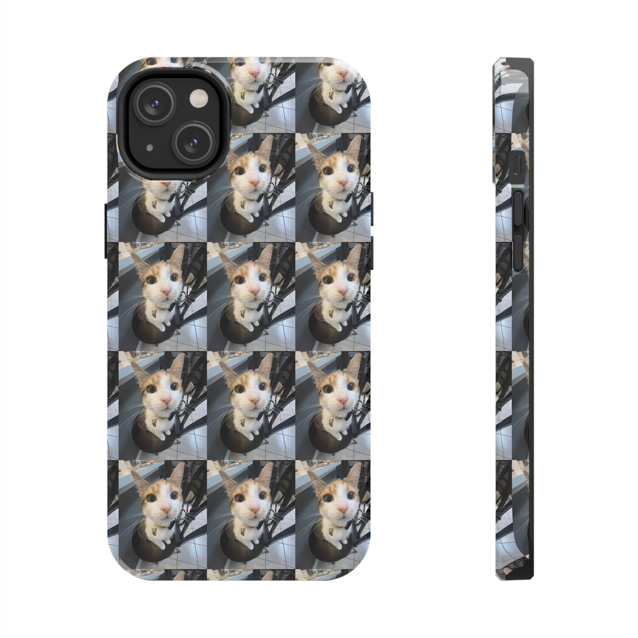 Custom Photo Cat Tough Phone Case — Personalized Grid Collage Protection