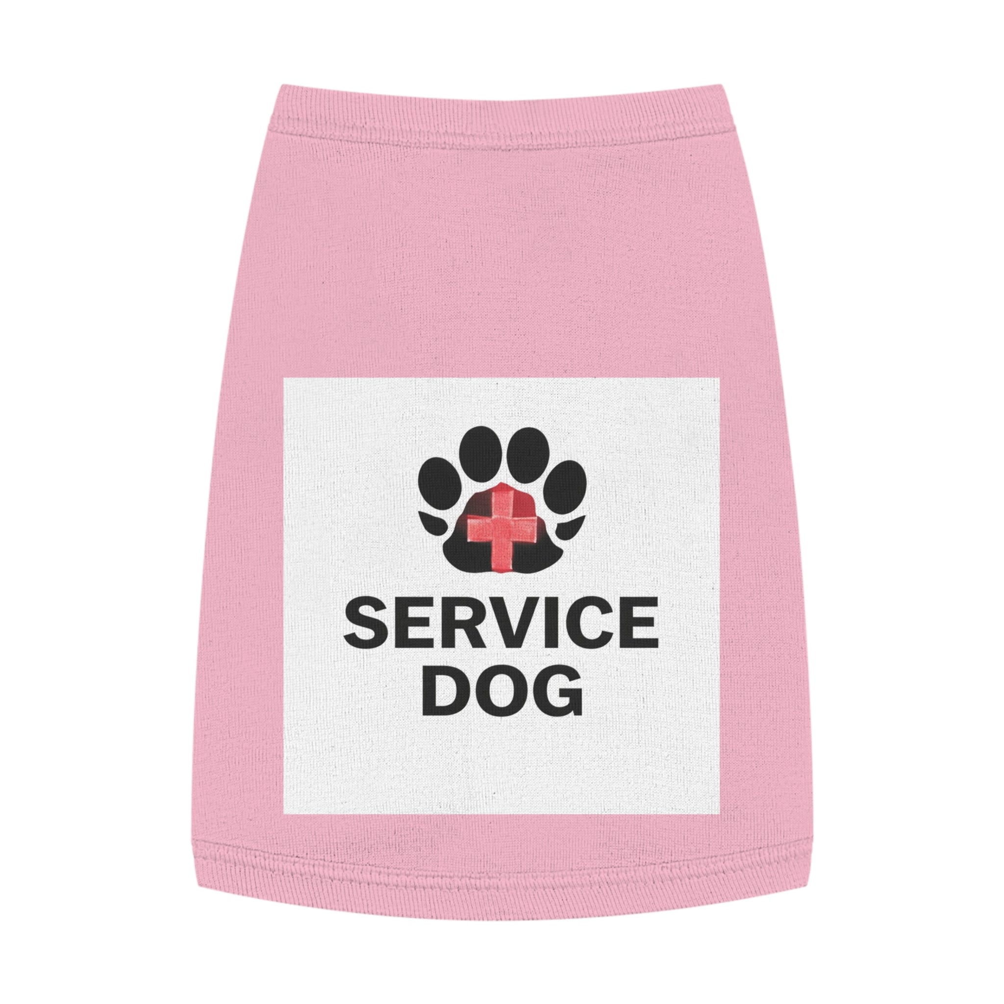 Service Dog Pet Tank Top — Black Paw Print with Red Cross Identification