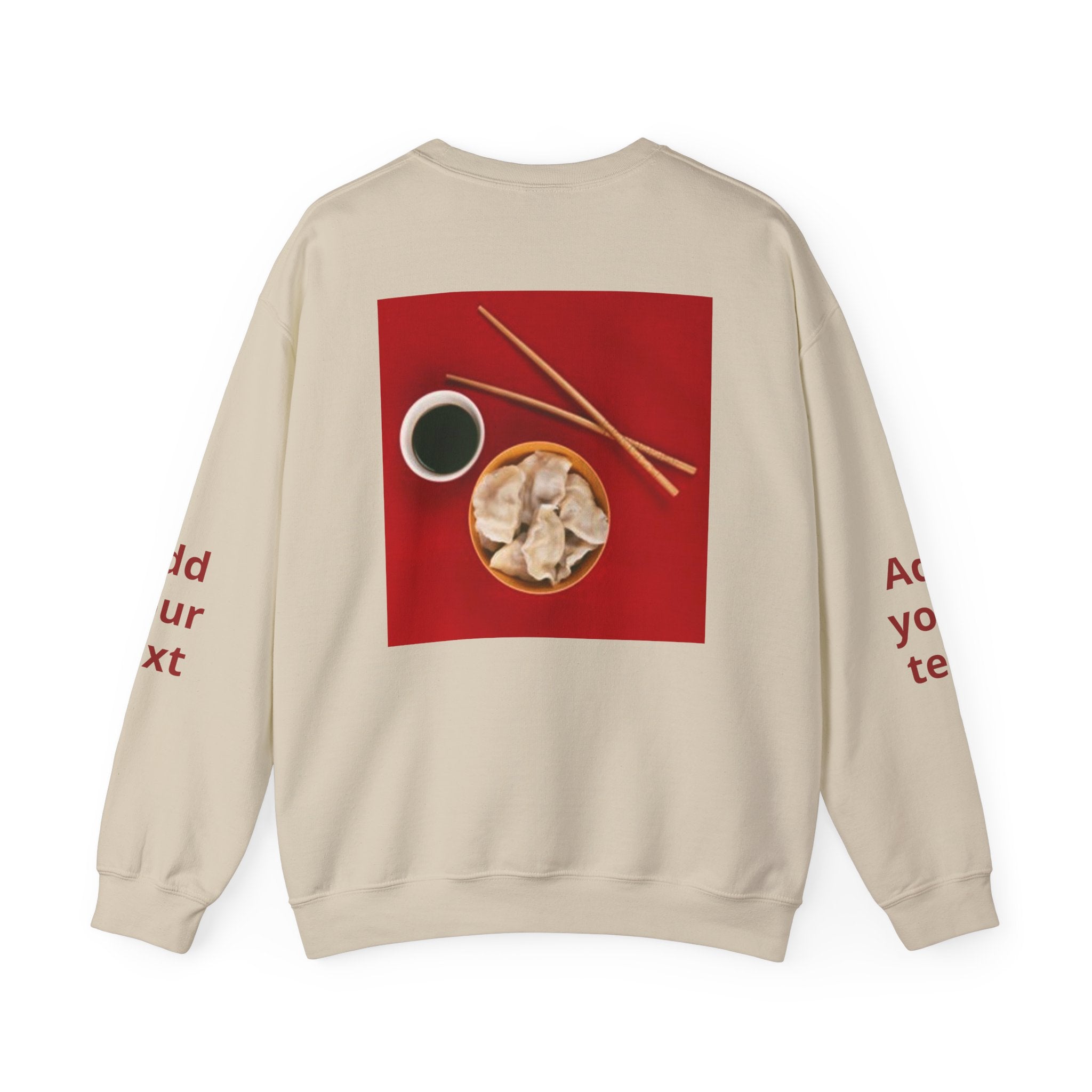 Dumpling & Soy Sauce Crewneck Sweatshirt — Customizable Asian Food Graphic