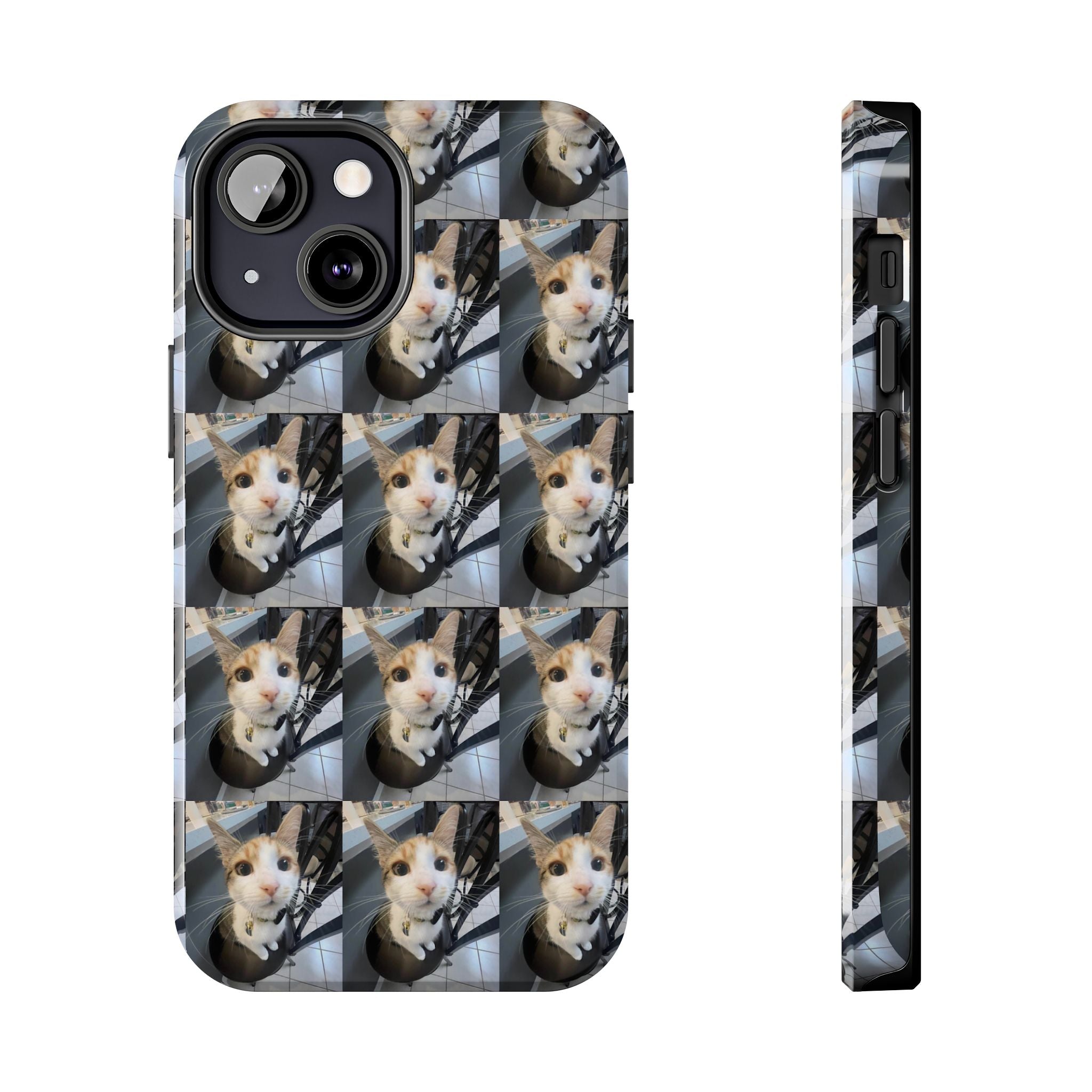 Custom Photo Cat Tough Phone Case — Personalized Grid Collage Protection
