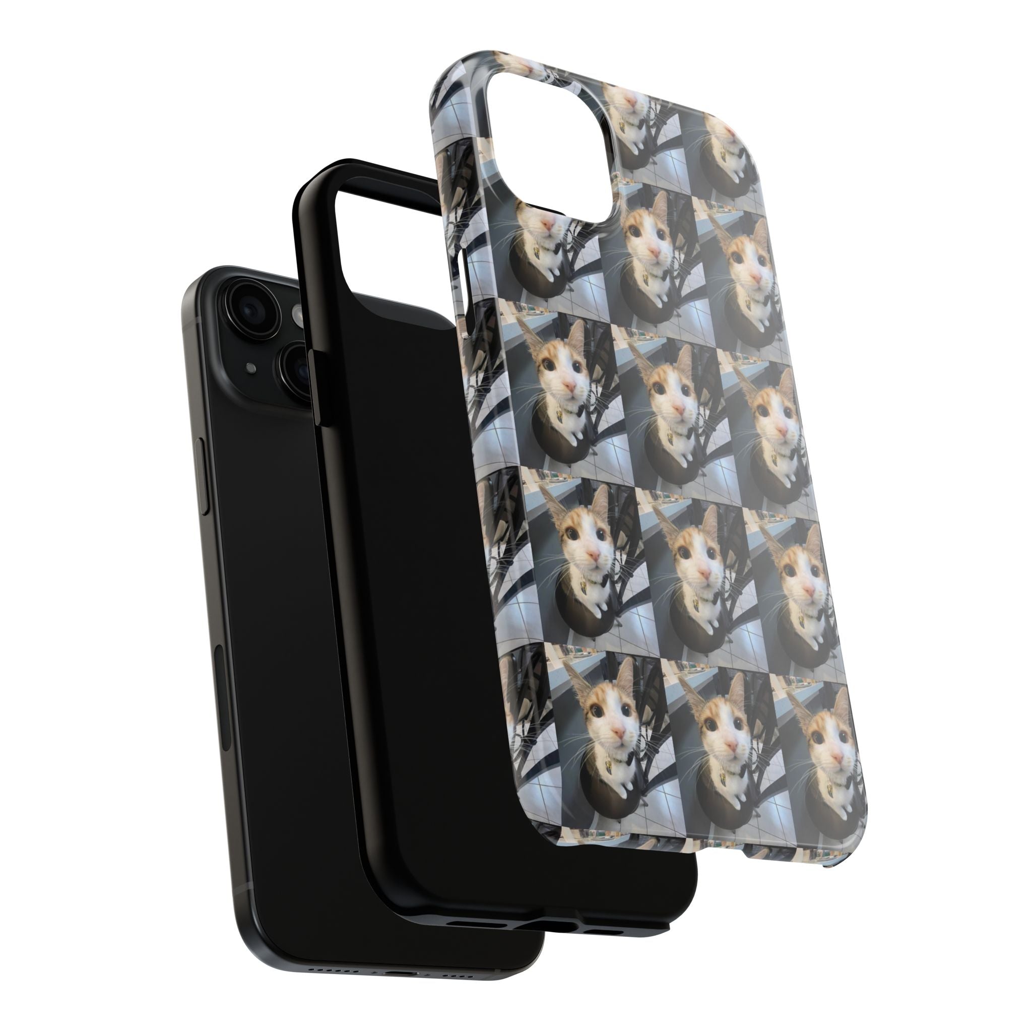 Custom Photo Cat Tough Phone Case — Personalized Grid Collage Protection