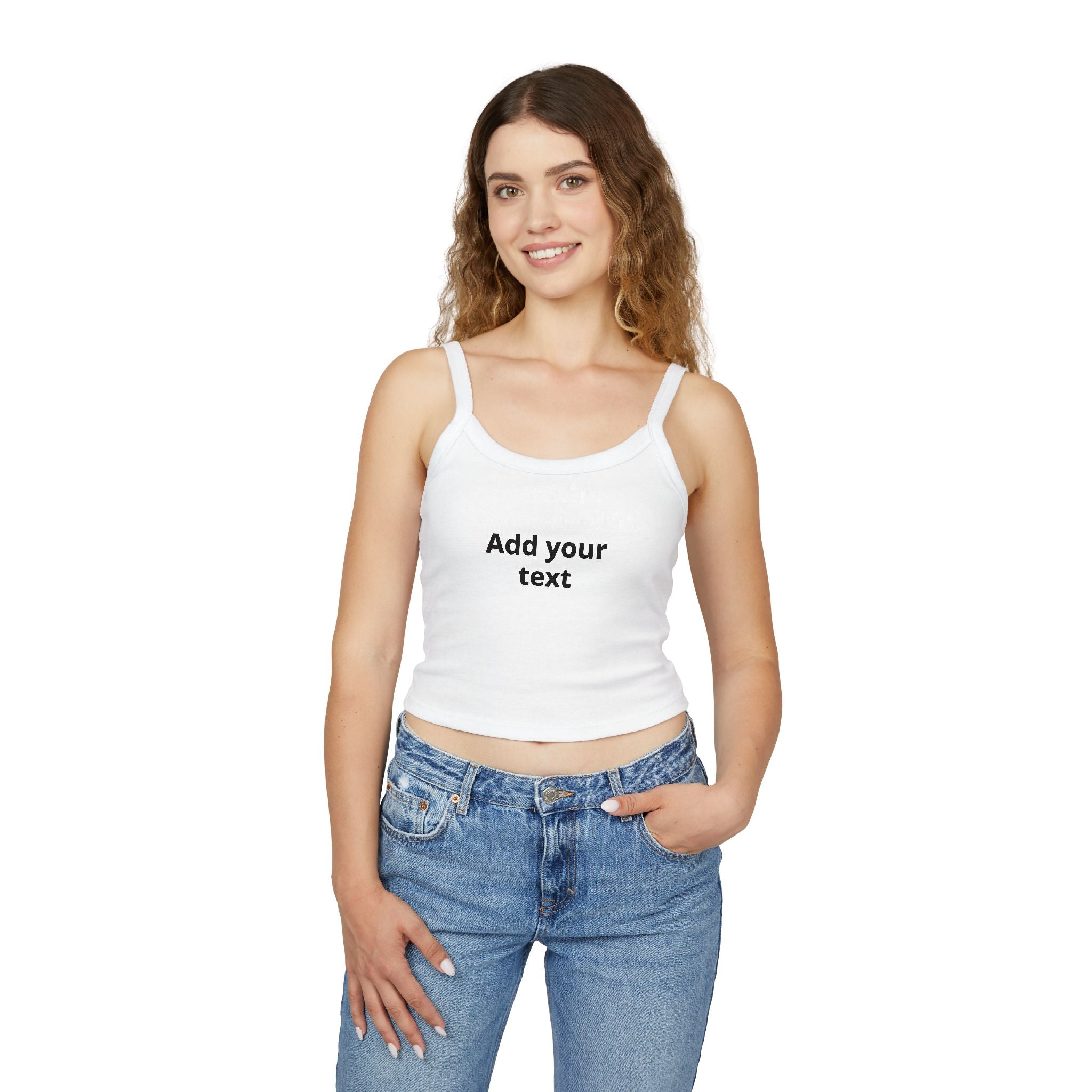 Custom Women's Spaghetti Strap Tank Top — Add Your Text Personalized Crop Top
