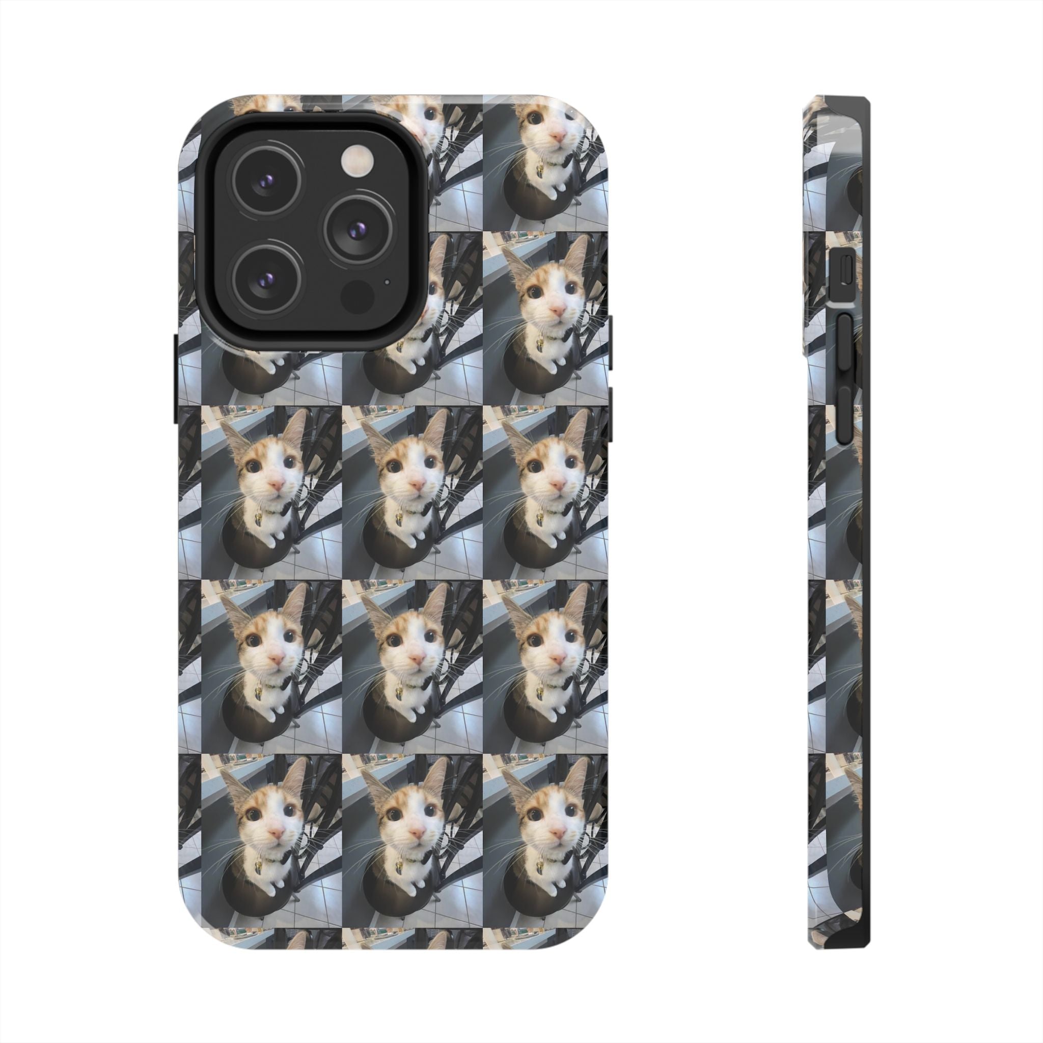 Custom Photo Cat Tough Phone Case — Personalized Grid Collage Protection