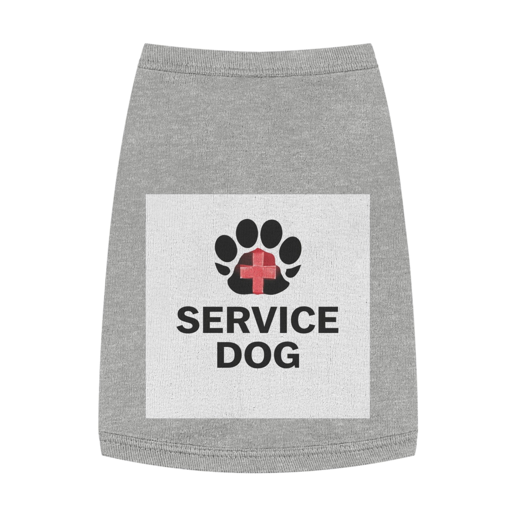 Service Dog Pet Tank Top — Black Paw Print with Red Cross Identification