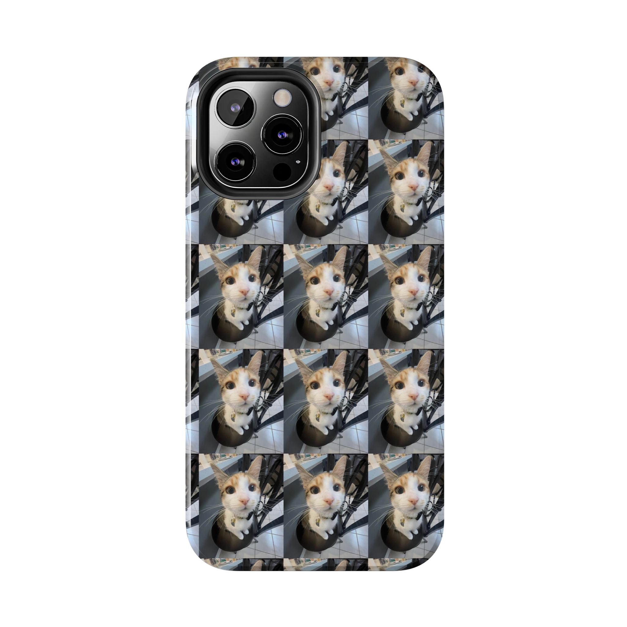Custom Photo Cat Tough Phone Case — Personalized Grid Collage Protection