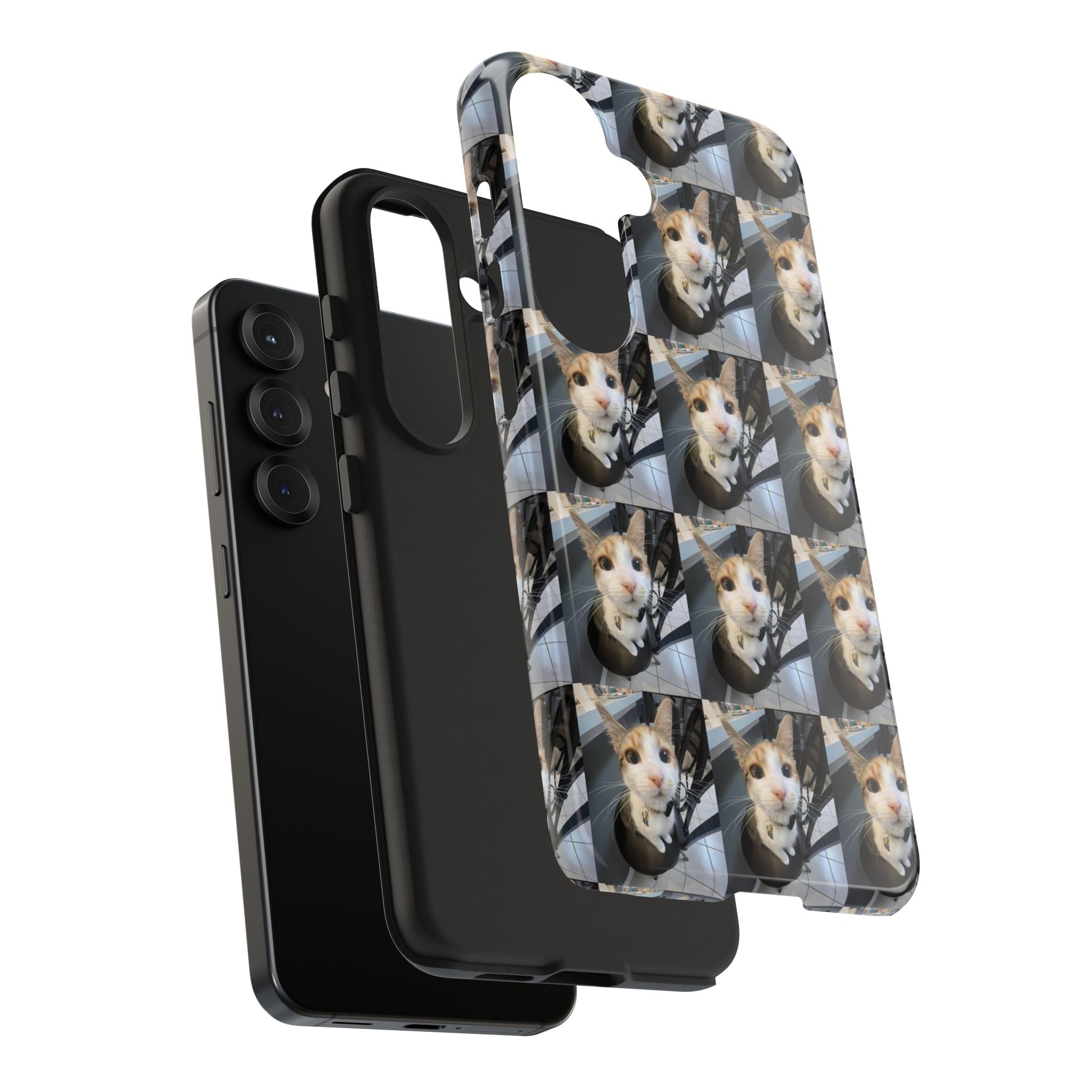 Custom Photo Cat Tough Phone Case — Personalized Grid Collage Protection