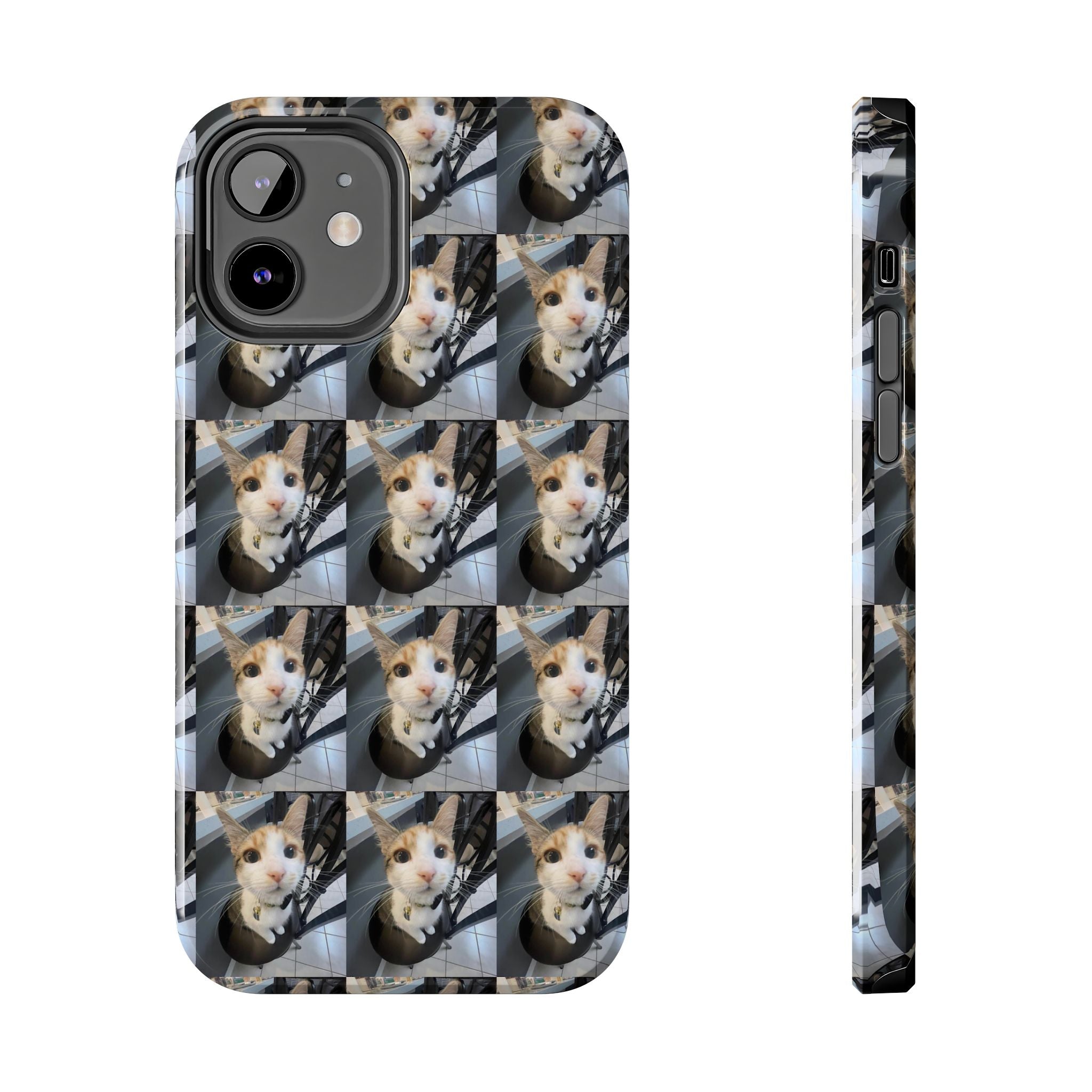 Custom Photo Cat Tough Phone Case — Personalized Grid Collage Protection