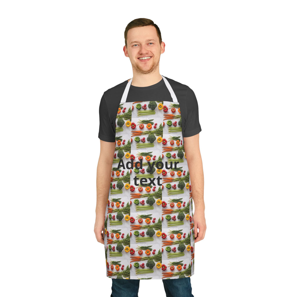 Kitchen Apron with Fresh Veggie Pattern — Colorful Produce Print Apron