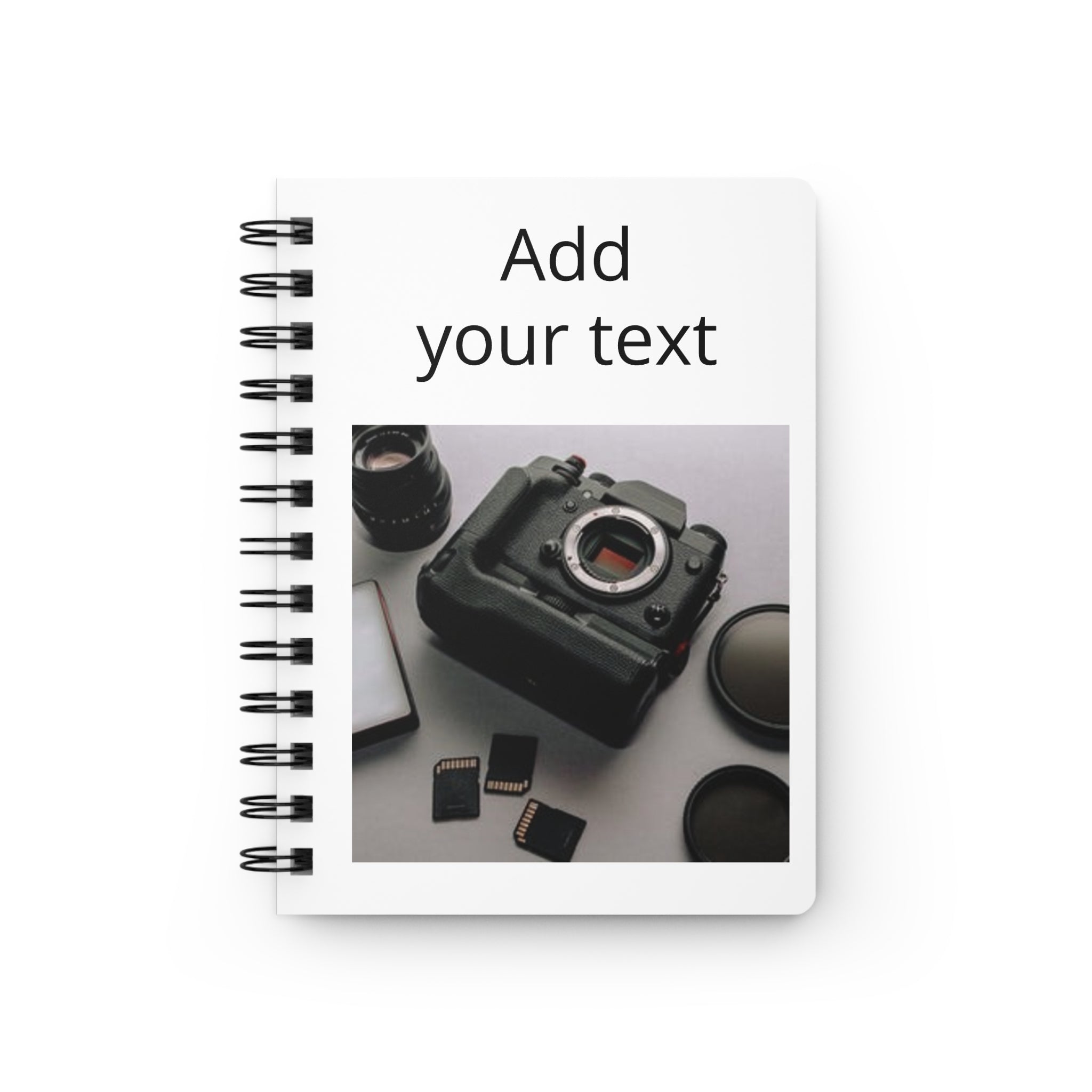Photography Spiral Notebook — Customizable 'Add Your Text' Photo Journal for Photographers & Content Creators