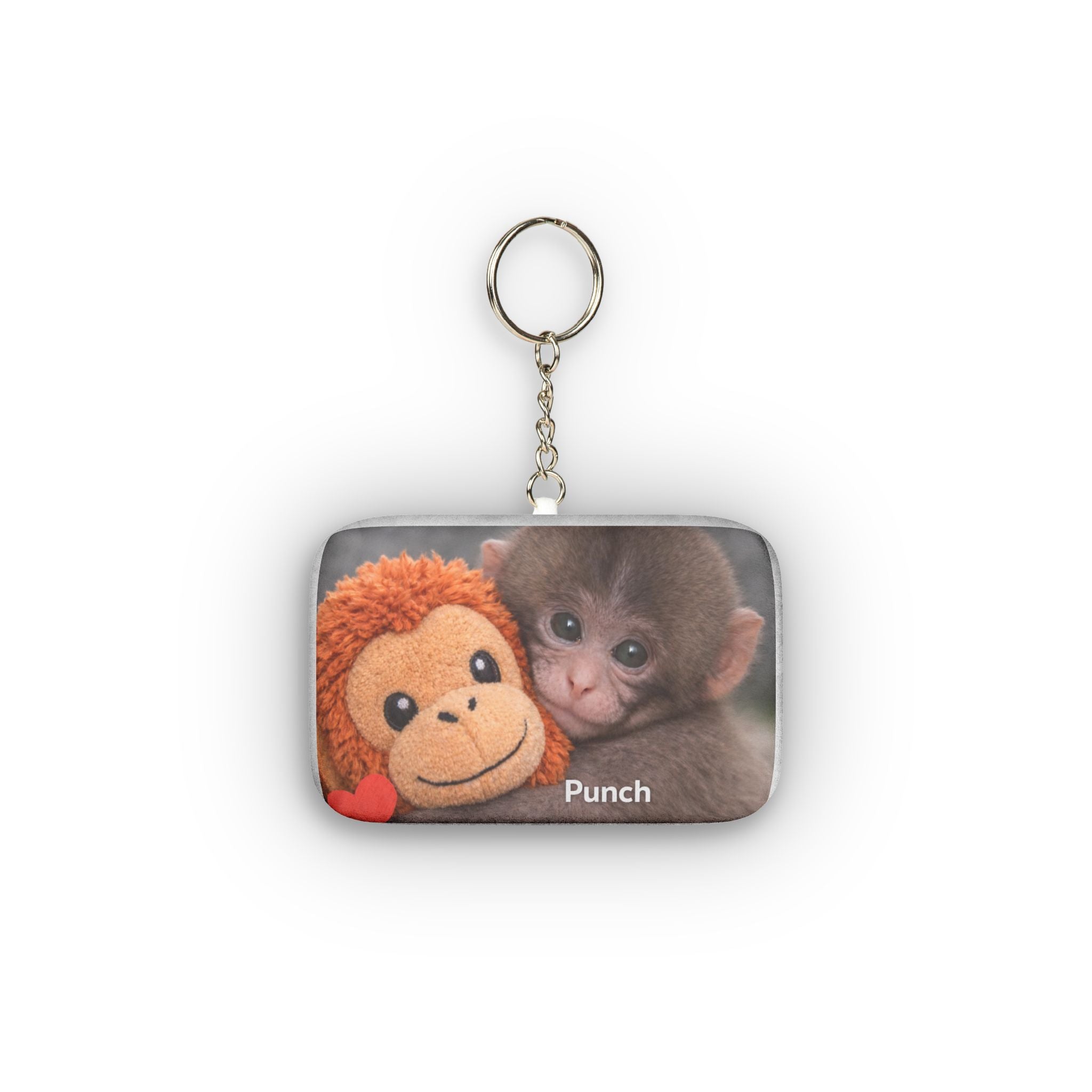 Custom Photo Mini Plush Keychain — Personalized Rectangle Keyring (Name/Text Option)