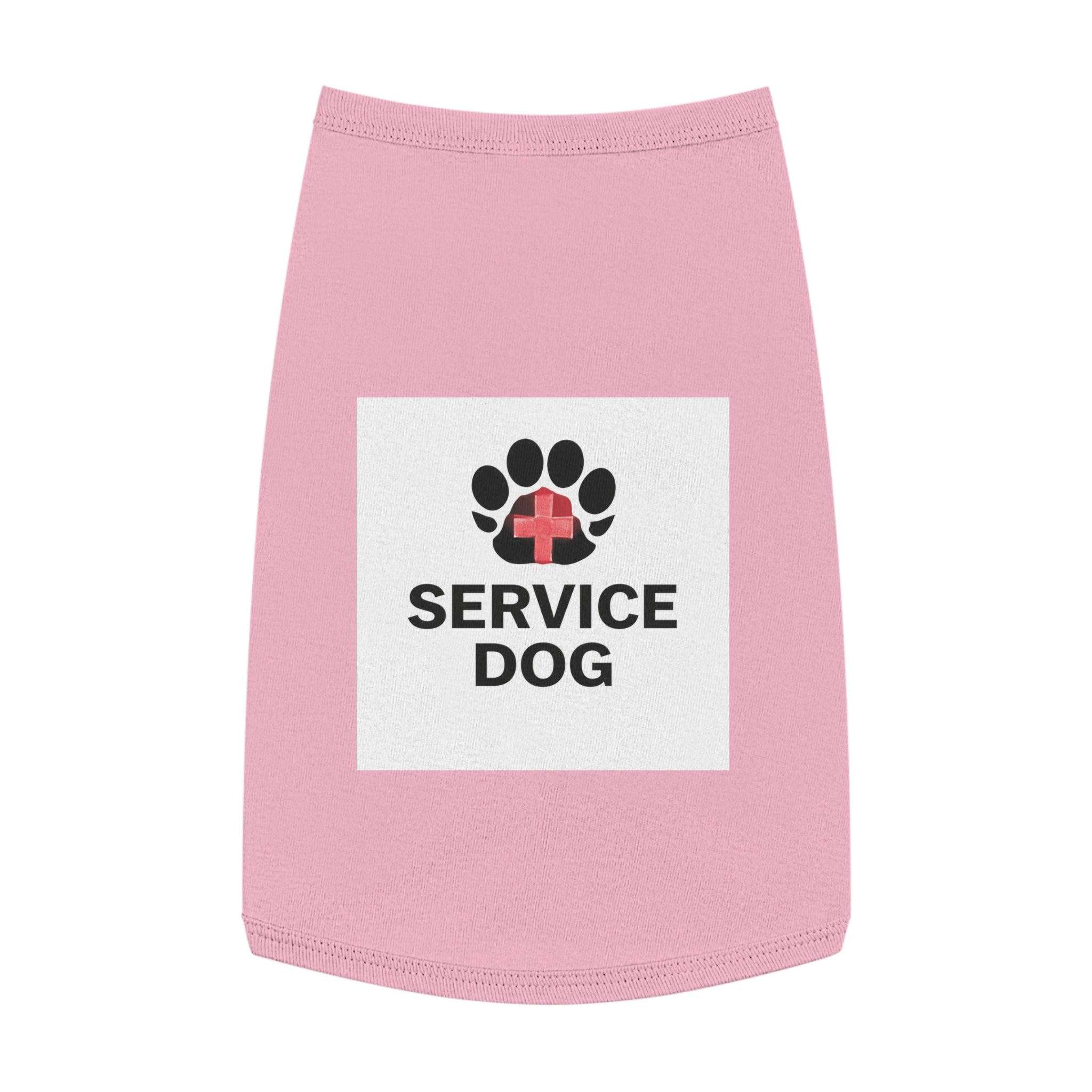 Service Dog Pet Tank Top — Black Paw Print with Red Cross Identification