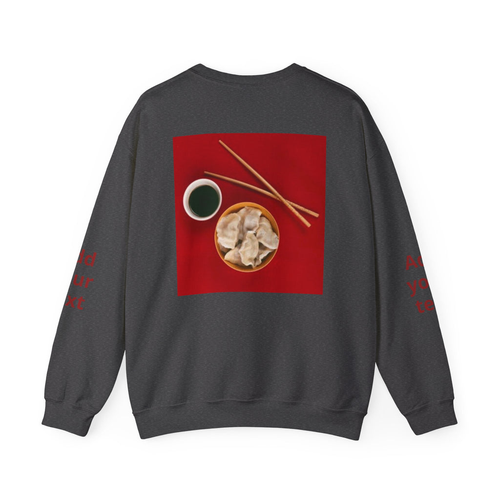 Dumpling & Soy Sauce Crewneck Sweatshirt — Customizable Asian Food Graphic