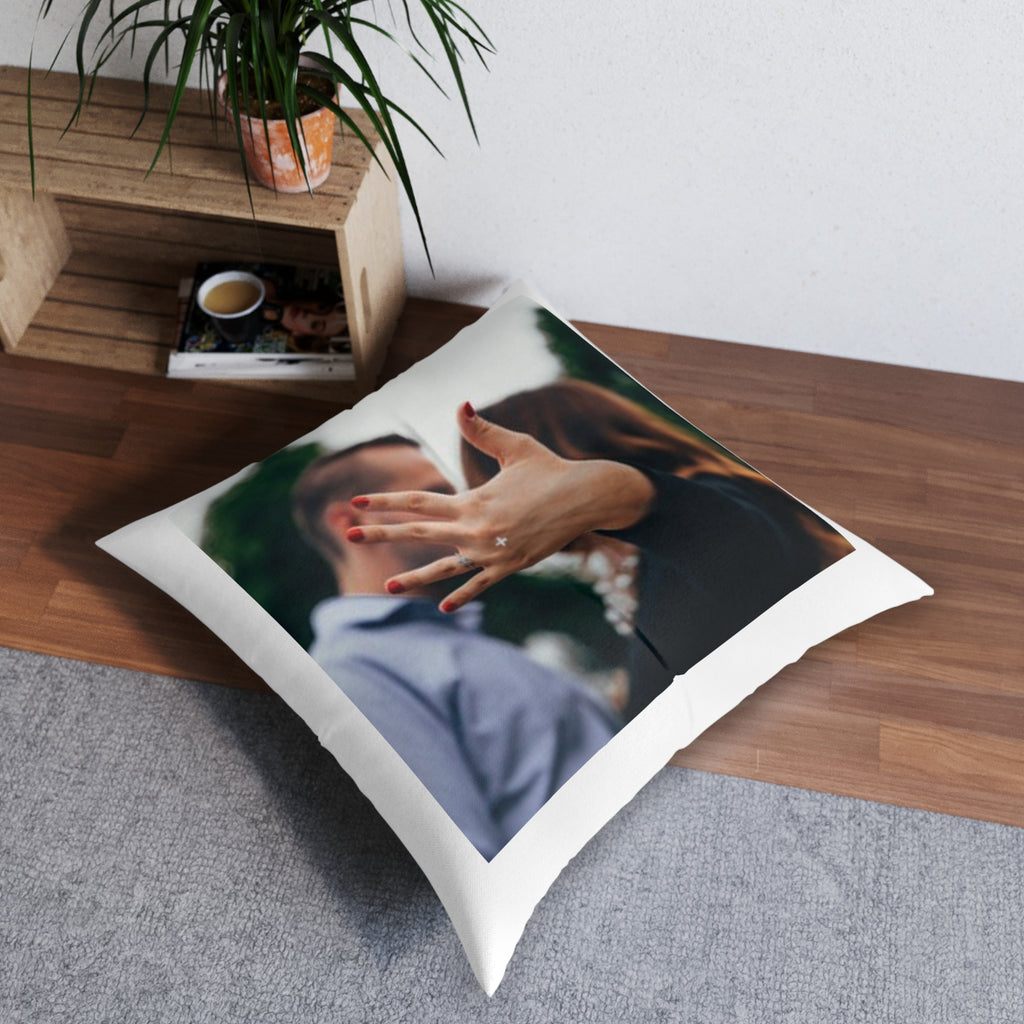 Personalized Tufted Floor Pillow — Custom Photo & Text Square Pillow
