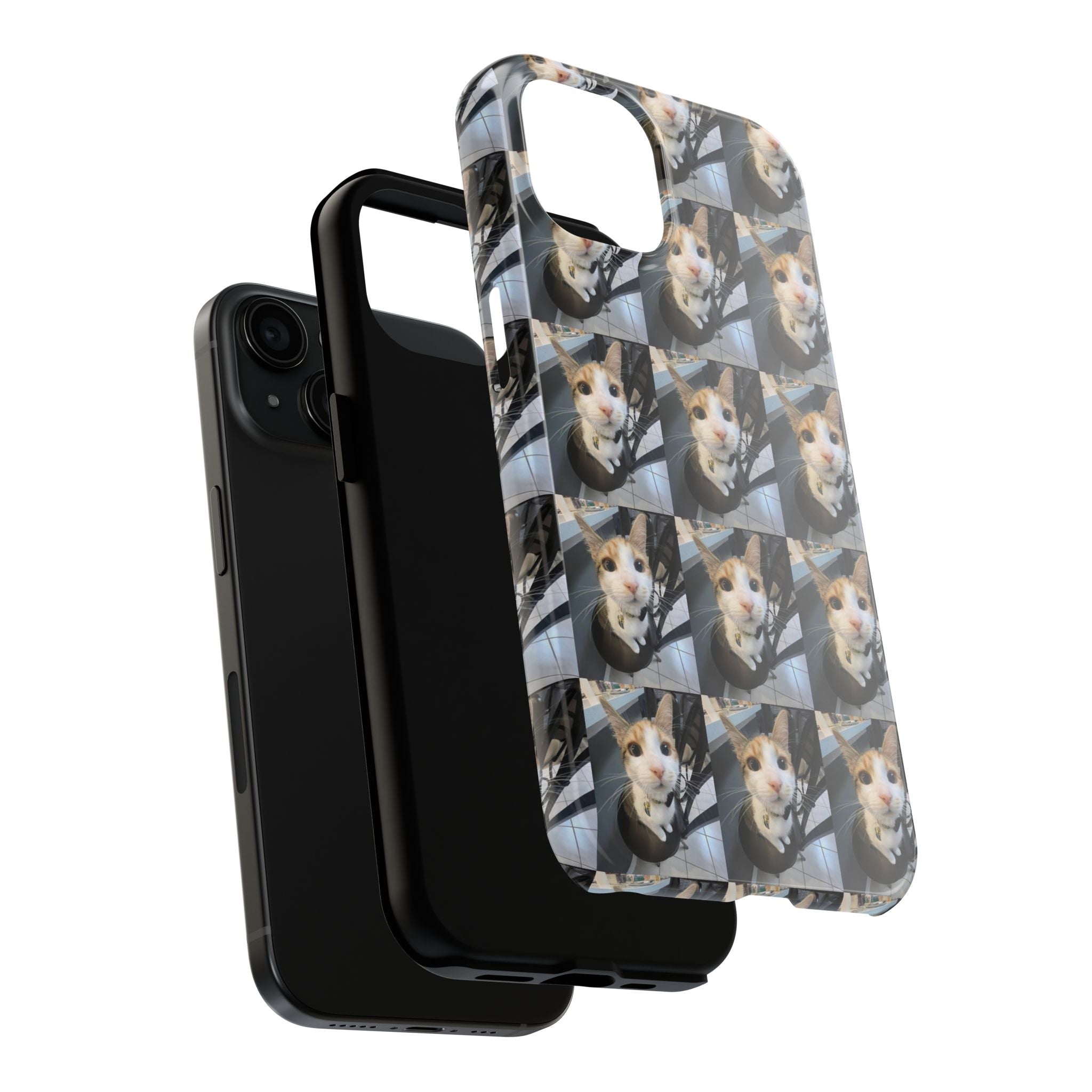 Custom Photo Cat Tough Phone Case — Personalized Grid Collage Protection