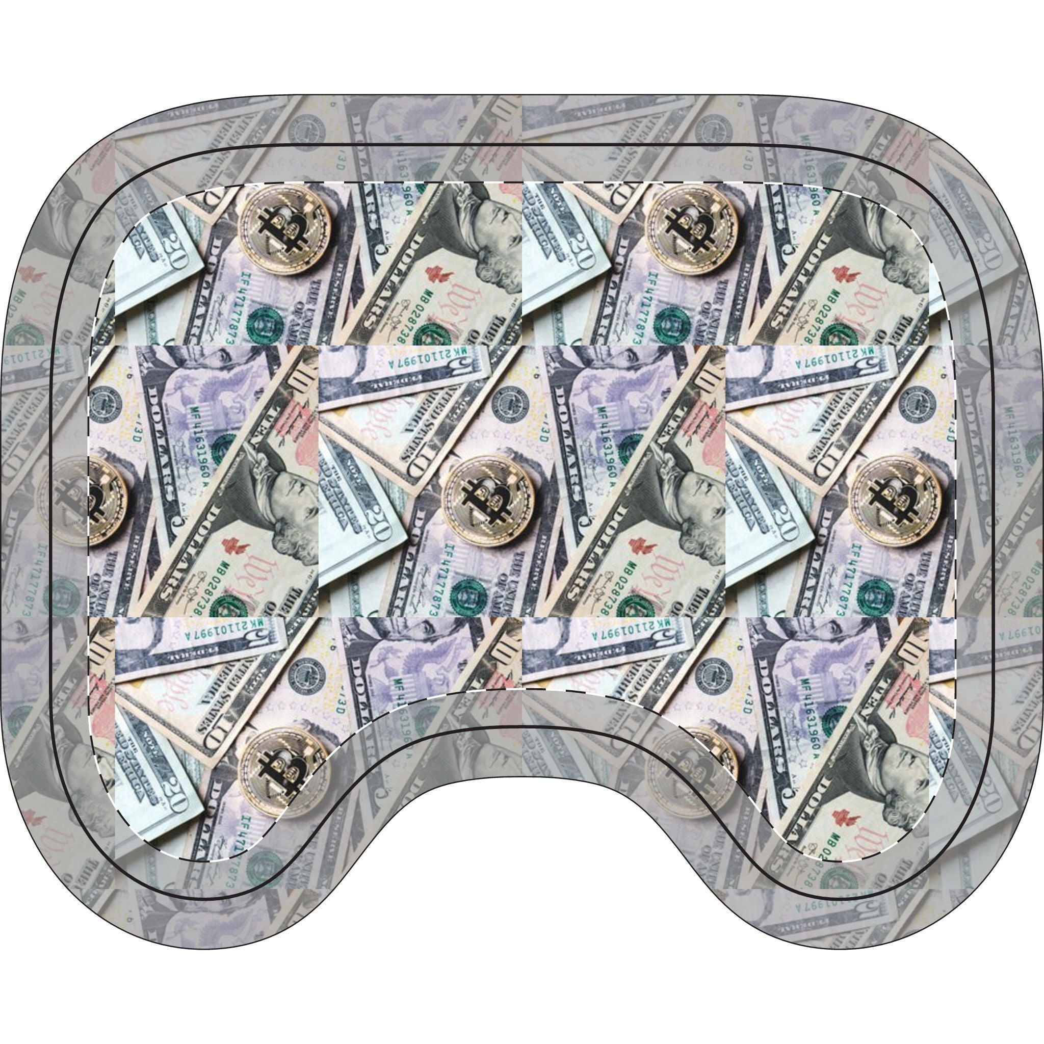 Money Pattern Toilet Bath Mat 3-Piece Set — Novelty Cash Print Bathroom Rug & Lid Cover