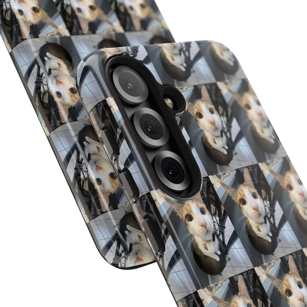 Custom Photo Cat Tough Phone Case — Personalized Grid Collage Protection