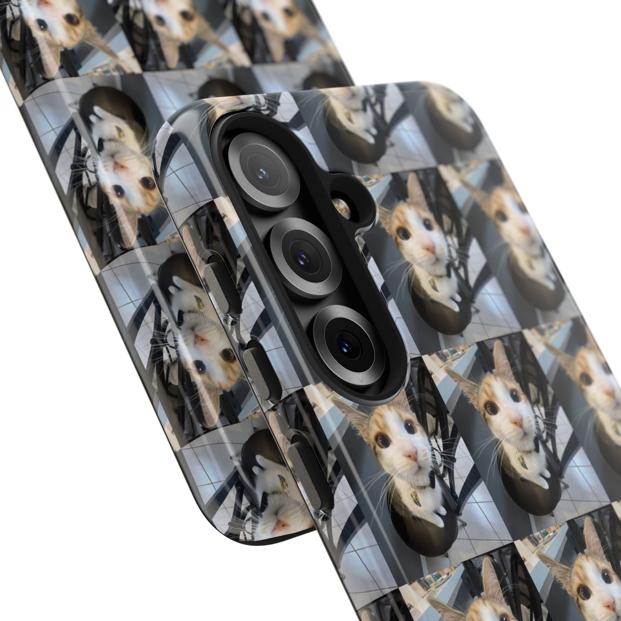 Custom Photo Cat Tough Phone Case — Personalized Grid Collage Protection