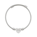 Heart Engraved Cuff Bracelet — Personalized Stainless Steel Heart Charm — Birthday & Valentine's Day Gift for Her