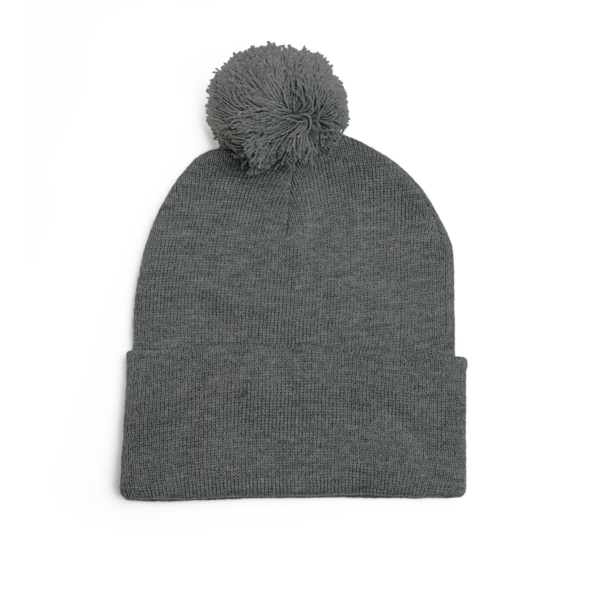 Embroidered Pom-Pom Knit Cap — Customizable Winter Beanie