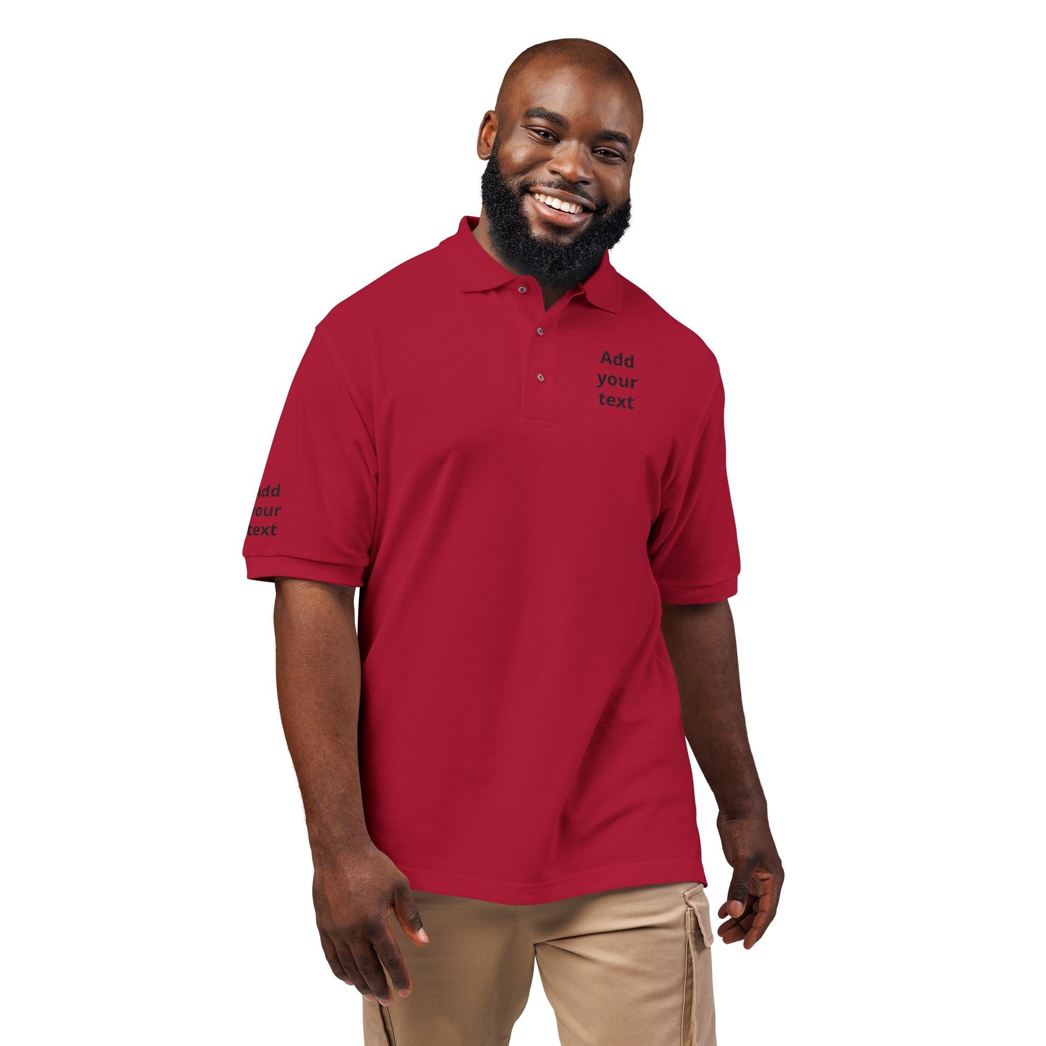 Embroidered Custom Polo Shirt — Add Your Text Personalized Work & Team Polo