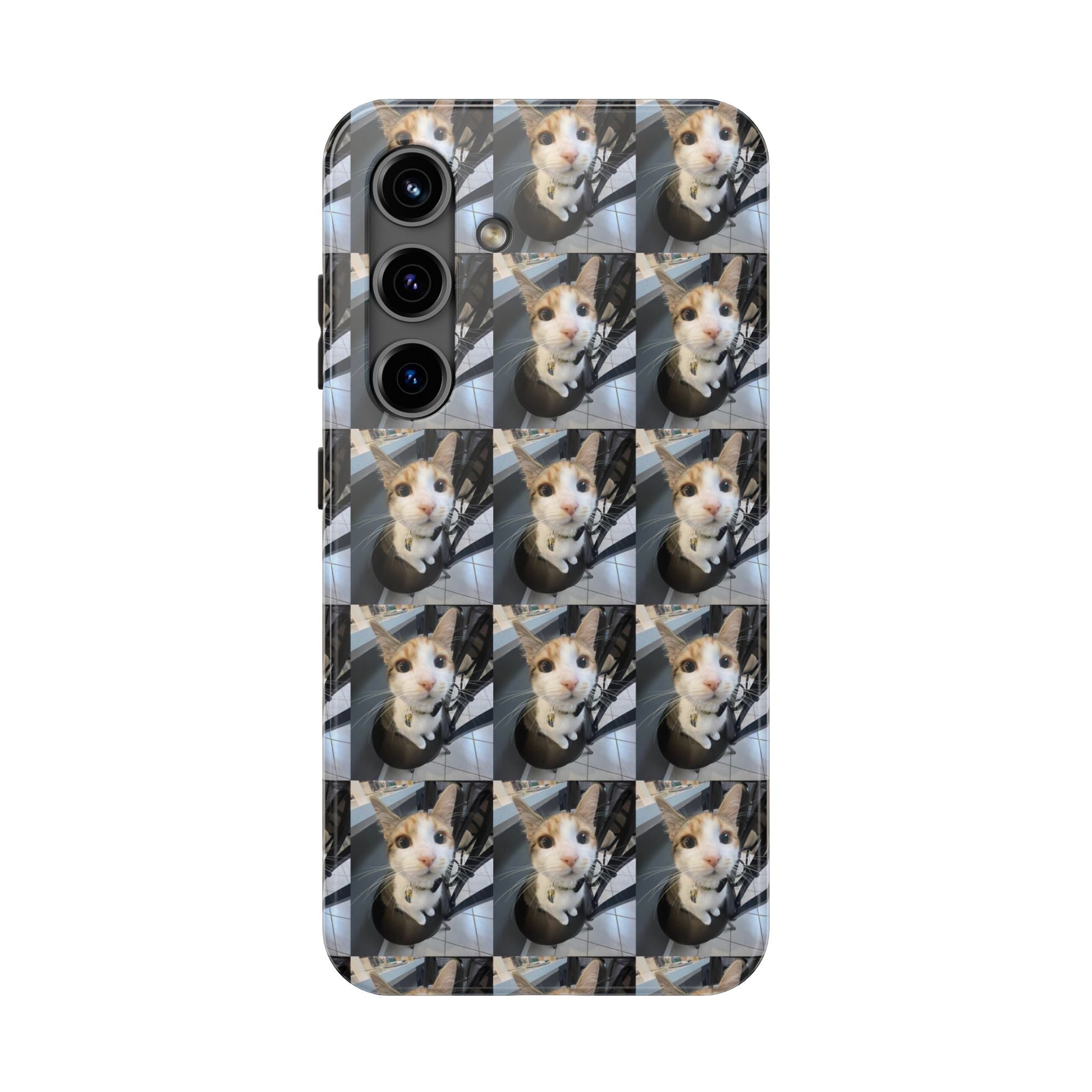 Custom Photo Cat Tough Phone Case — Personalized Grid Collage Protection